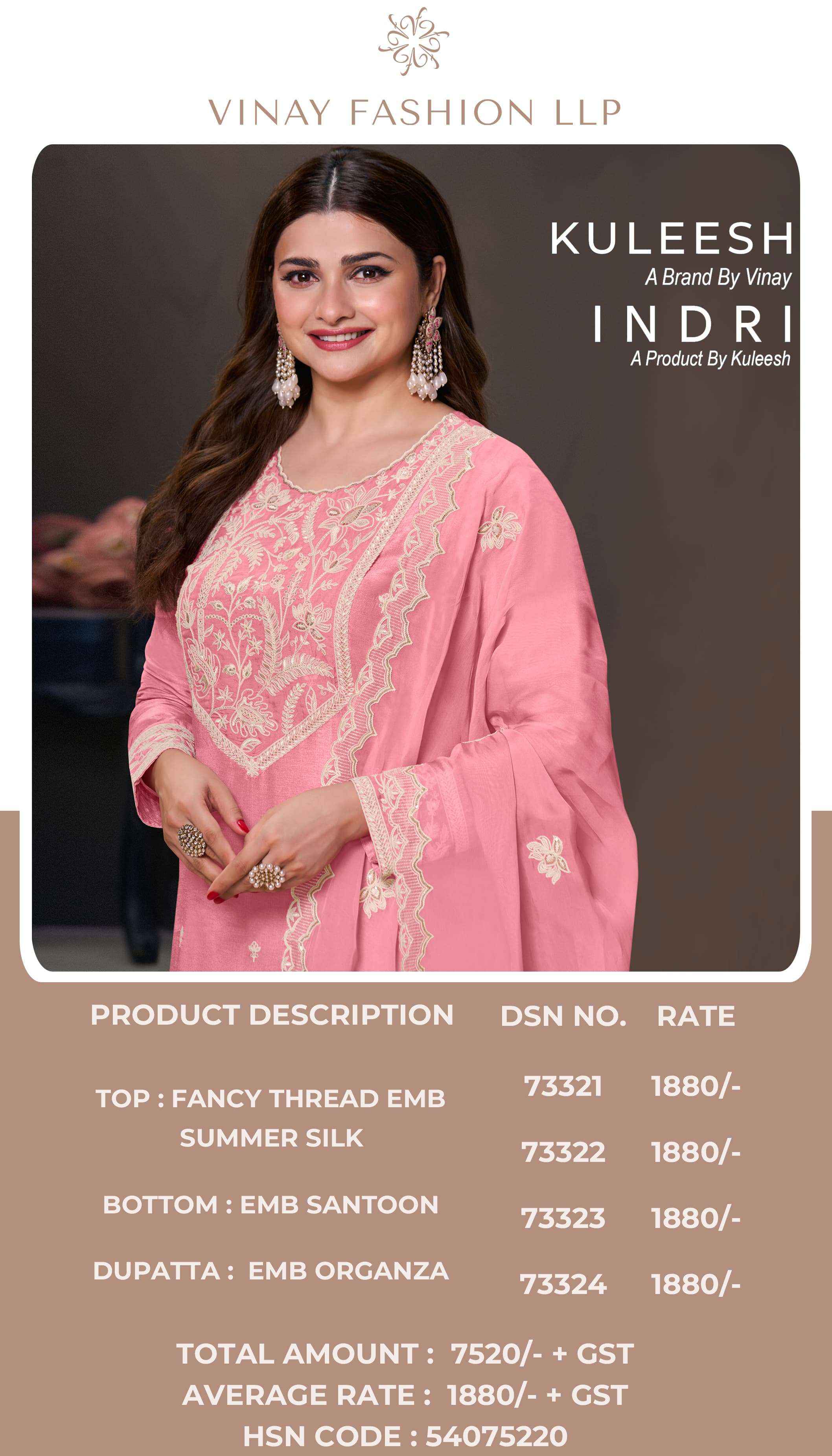 VINAY FASHION KULEESH INDRI SILK DESIGNER HEAVY FESTIVE WEAR SUIT WHOLESALE PRICE ( 4 PCS CATALOG )