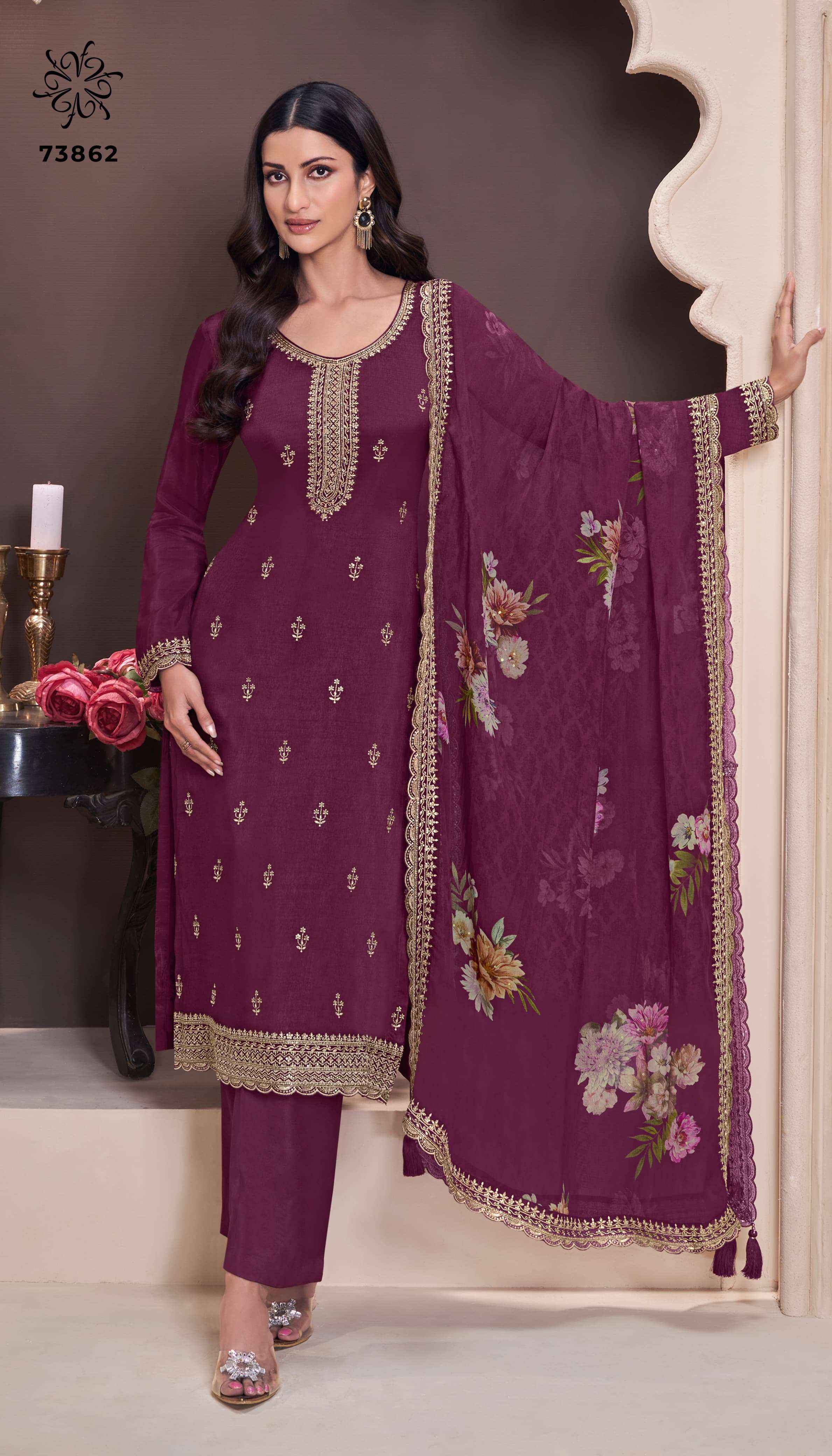 VINAY FASHION KULEESH SHIVANGI VOL 2 SILK EMBBROIDERY DESIGNER SUIT WHOLESALE PRICE ( 4 PCS CATALOG )