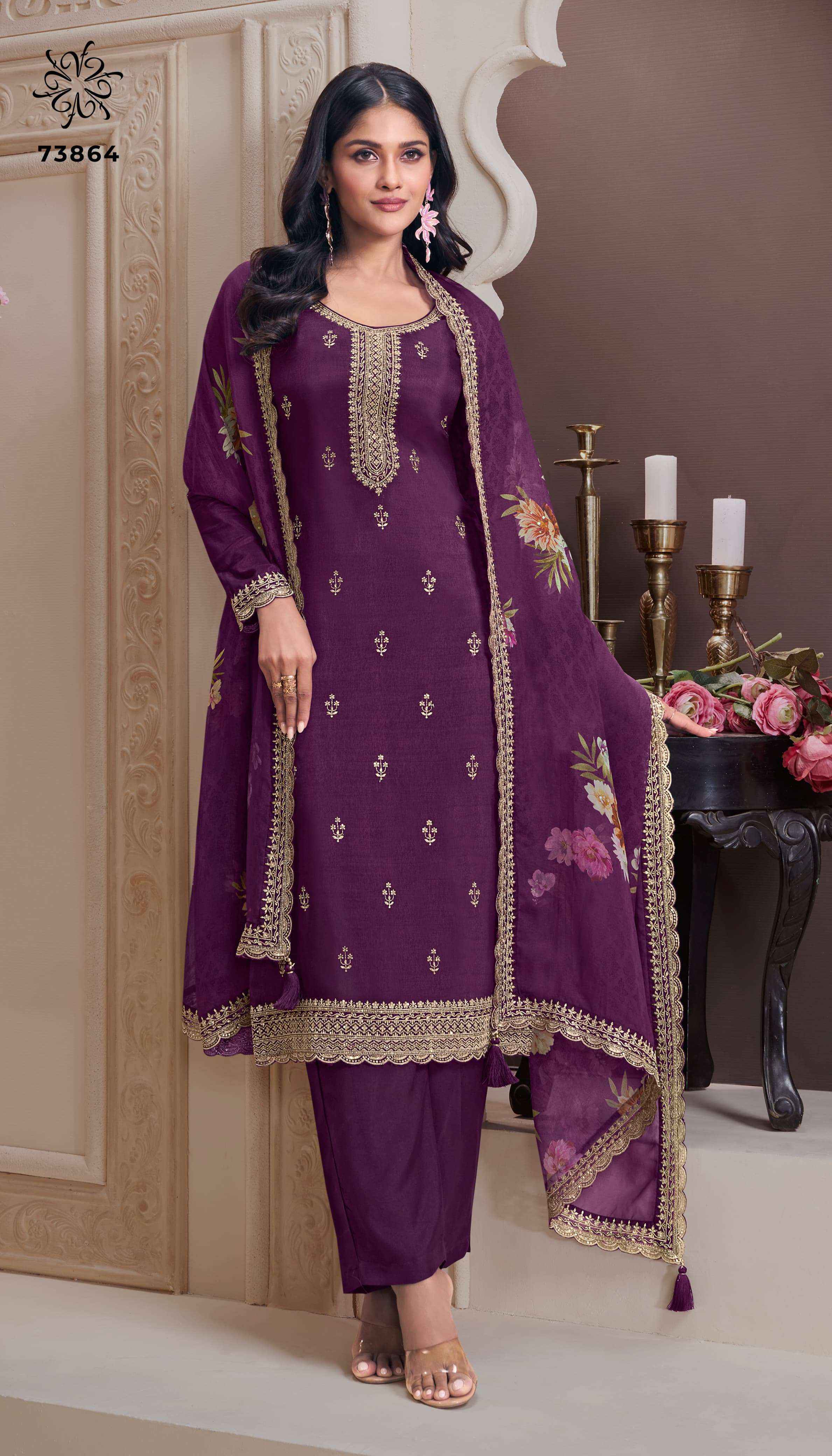 VINAY FASHION KULEESH SHIVANGI VOL 2 SILK EMBBROIDERY DESIGNER SUIT WHOLESALE PRICE ( 4 PCS CATALOG )