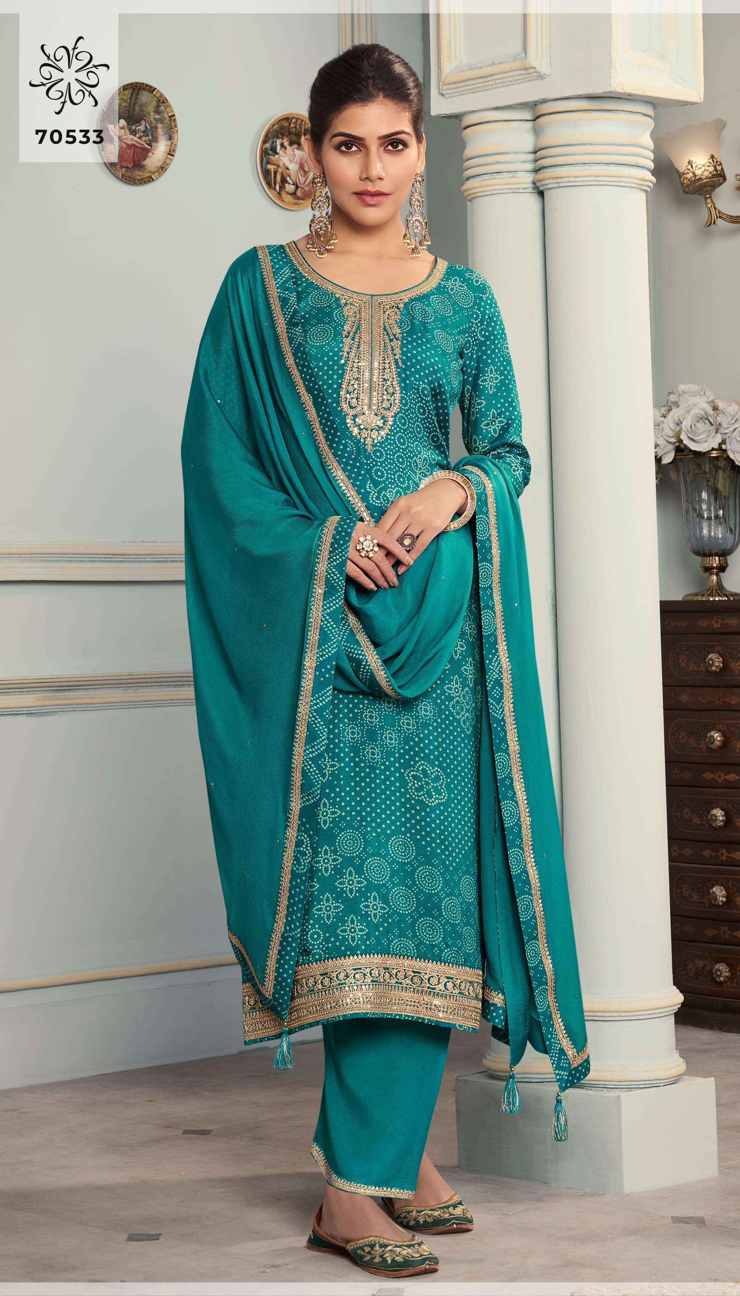 VINAY FASHION KULEESH STUTI SILK DIGITAL PRINT WITH DESIGNER SUIT WHOLESALE PRICE ( $ PCS CATALOG )
