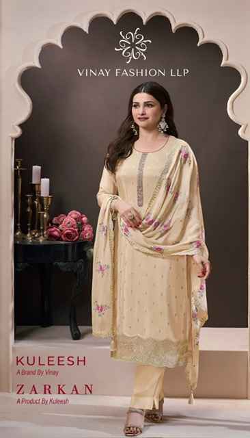 Vinay Kuleesh Zarkan Moonga Silk Dress Material Wholesale Price ( 6 Pcs Catalog )