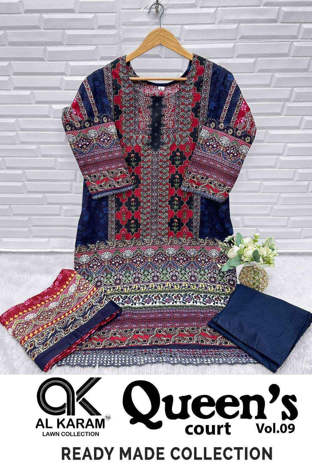 Al Karam Queens Court Vol 9 Readymade Cotton Suit Wholesale Rate ( 6 Pcs Catalog )