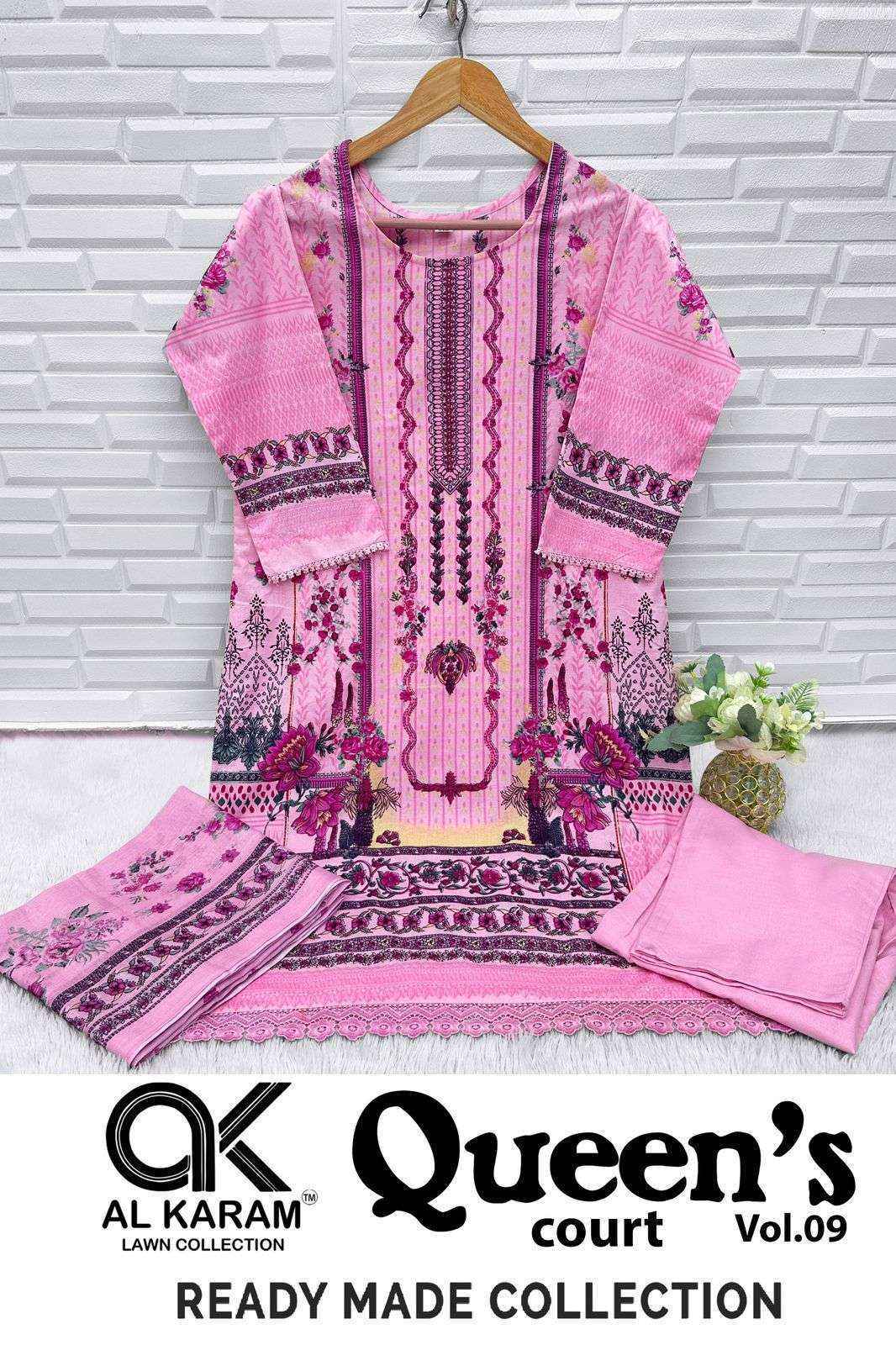 Al Karam Queens Court Vol 9 Readymade Cotton Suit Wholesale Rate ( 6 Pcs Catalog )