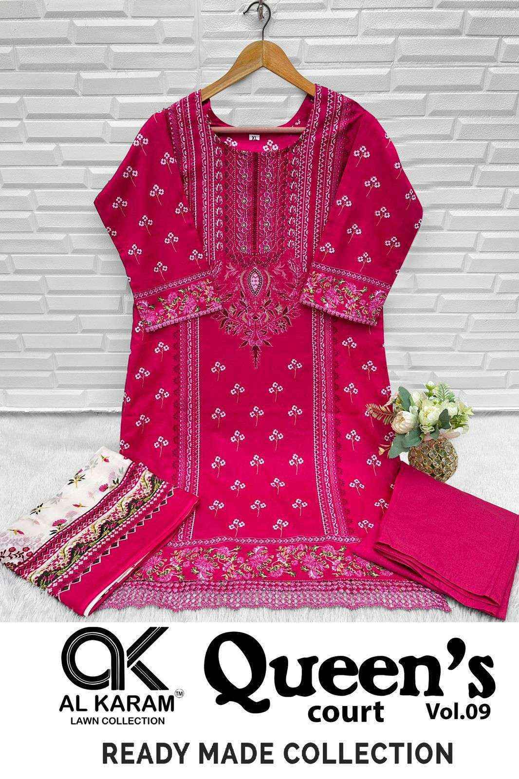 Al Karam Queens Court Vol 9 Readymade Cotton Suit Wholesale Rate ( 6 Pcs Catalog )