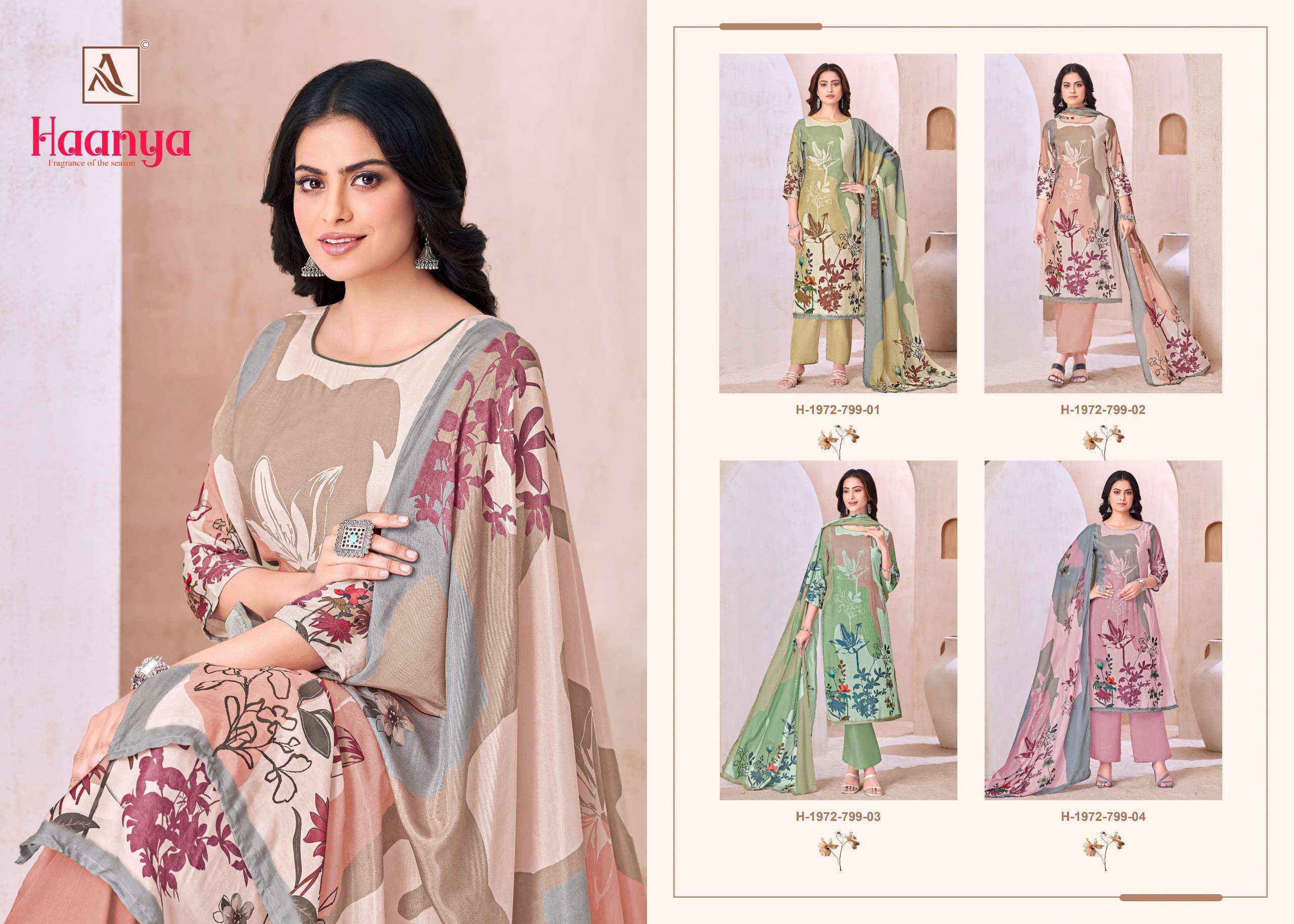 Alok Haanya Muslin Dress Material Surat Market Wholesale ( 4 pcs Catalogue
