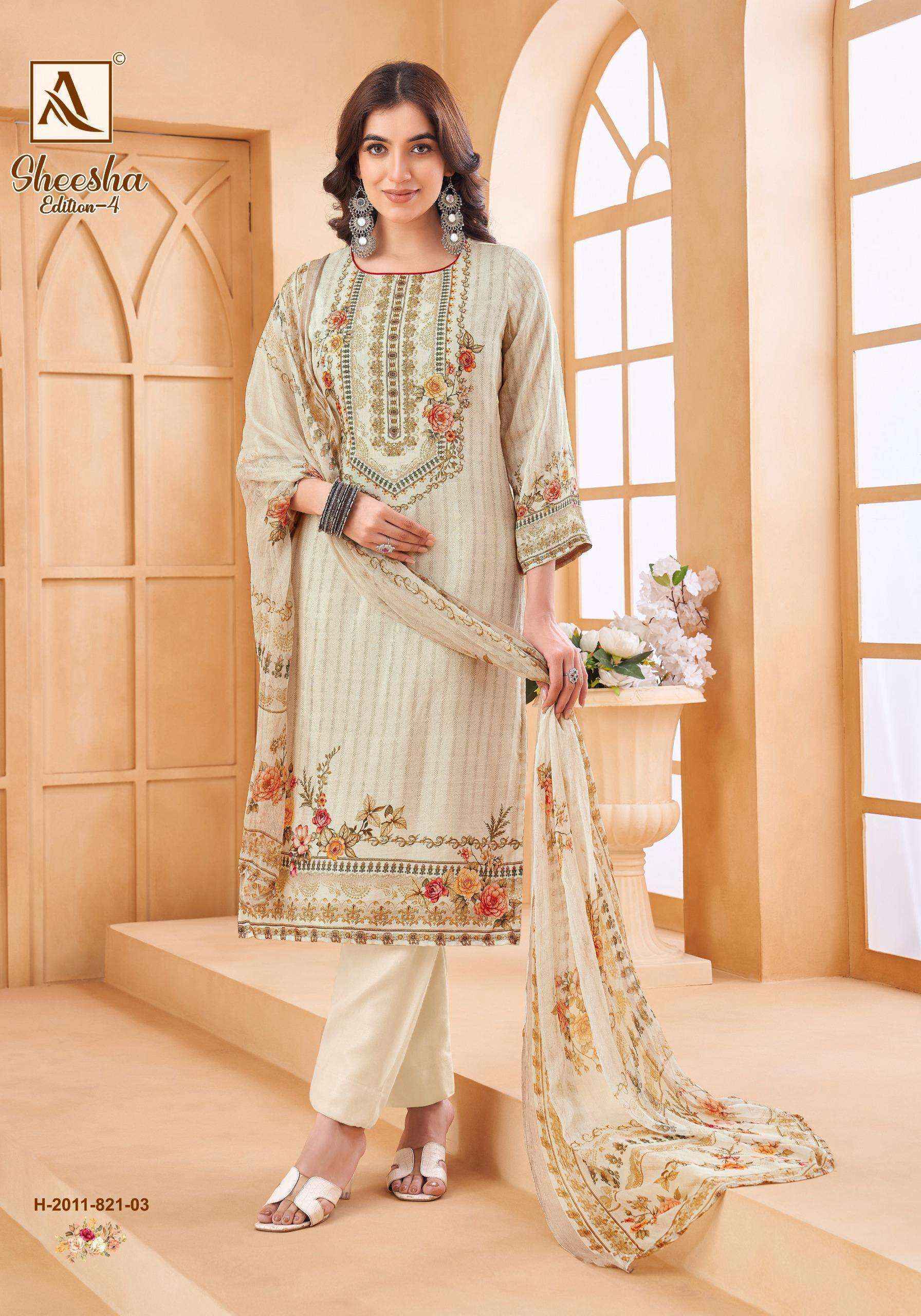 Alok Suits Sheesha Vol 4 Viscose Muslin Dress Material Wholesale Price  ( 4 pcs Catalogue )