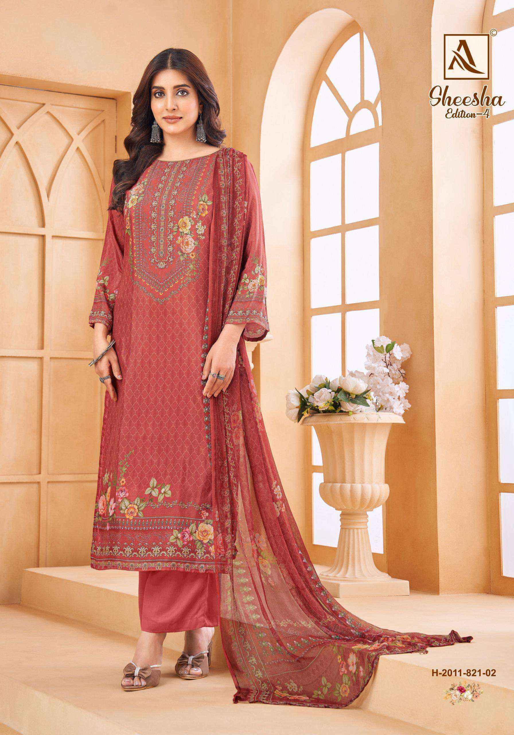 Alok Suits Sheesha Vol 4 Viscose Muslin Dress Material Wholesale Price  ( 4 pcs Catalogue )