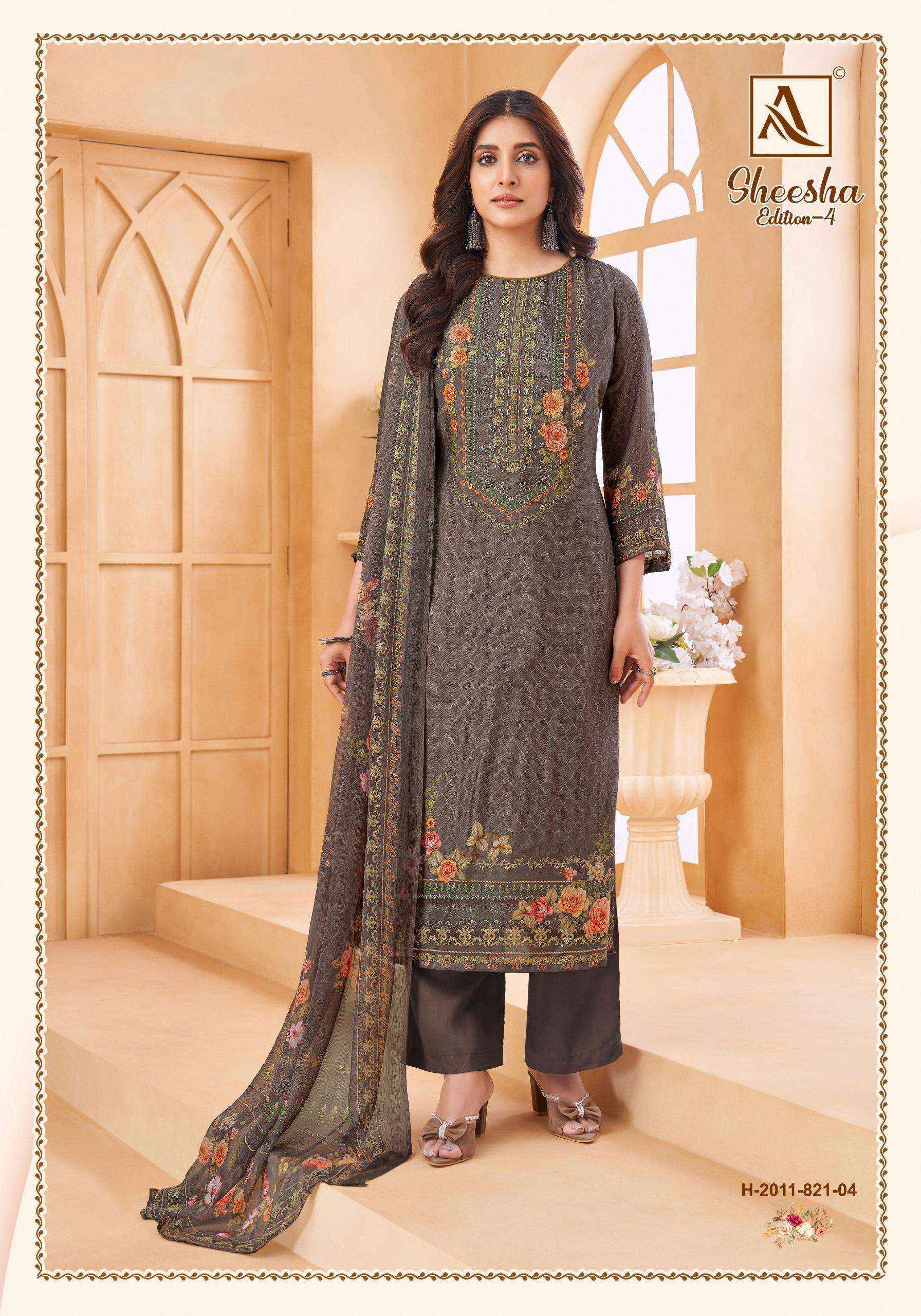 Alok Suits Sheesha Vol 4 Viscose Muslin Dress Material Wholesale Price  ( 4 pcs Catalogue )