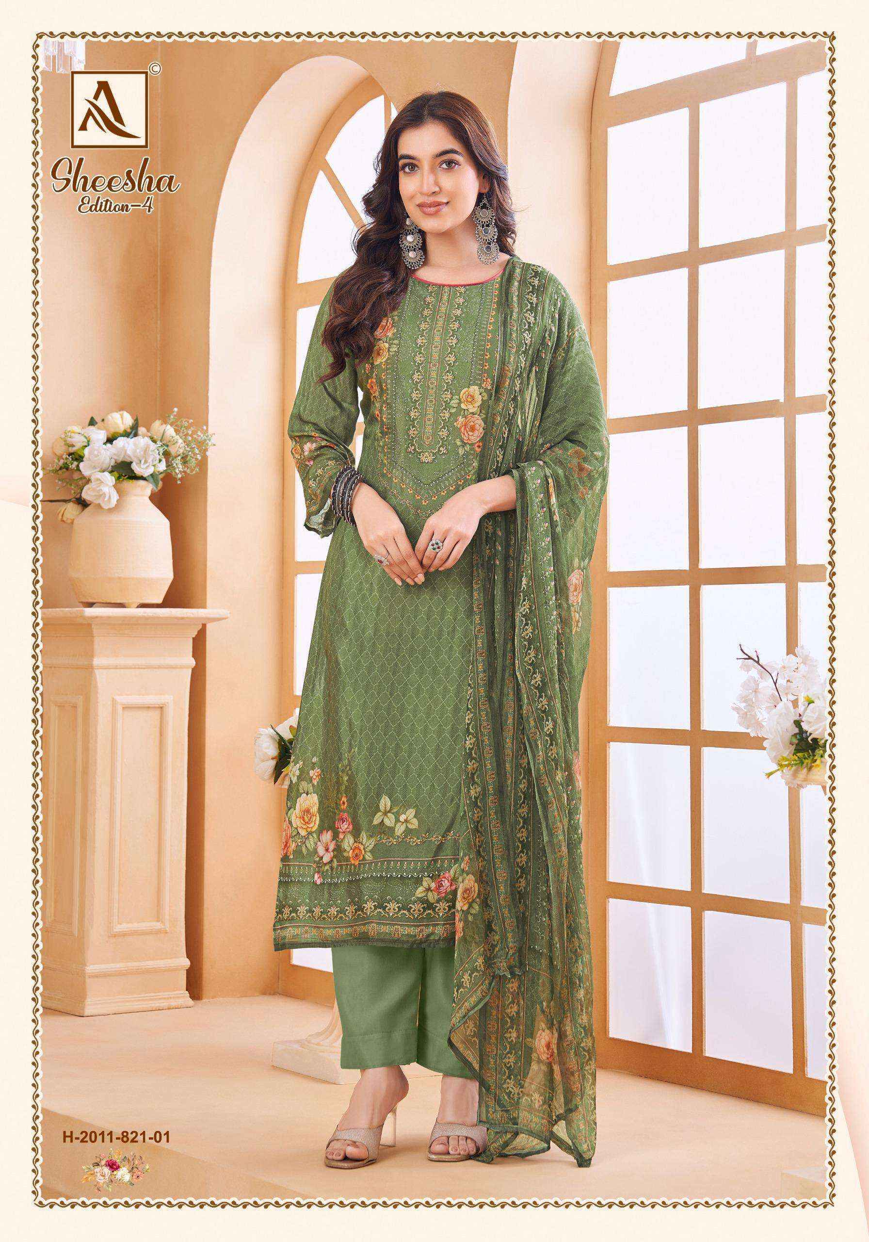 Alok Suits Sheesha Vol 4 Viscose Muslin Dress Material Wholesale Price  ( 4 pcs Catalogue )