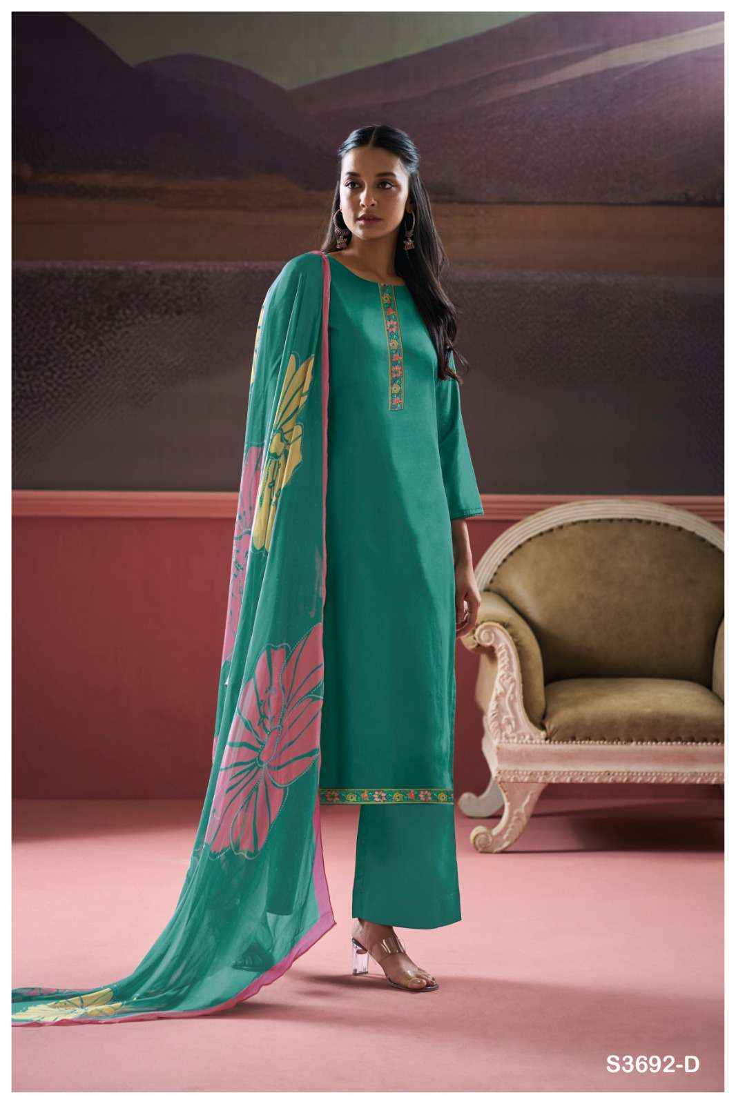 Ganga Kalash 3692 Cotton Silk Dress Material Wholesale Price ( 4 Pcs Catalog )