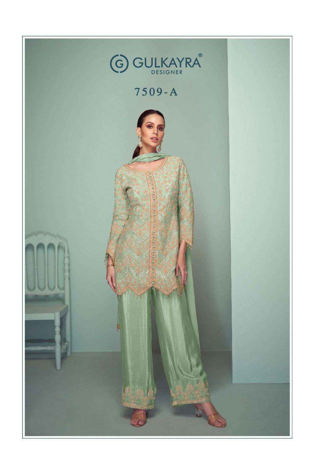 Gulkayra Crown Platinum Readymade Chinon Dress ( 4 Pc Catalouge )
