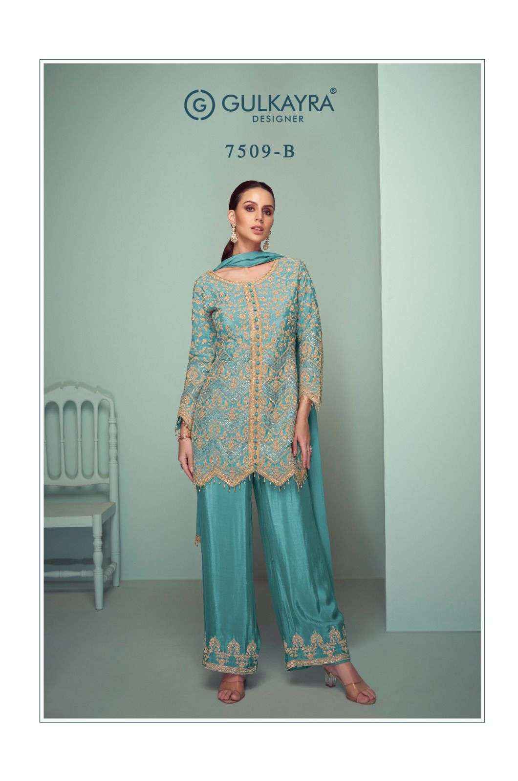 Gulkayra Crown Platinum Readymade Chinon Dress ( 4 Pc Catalouge )