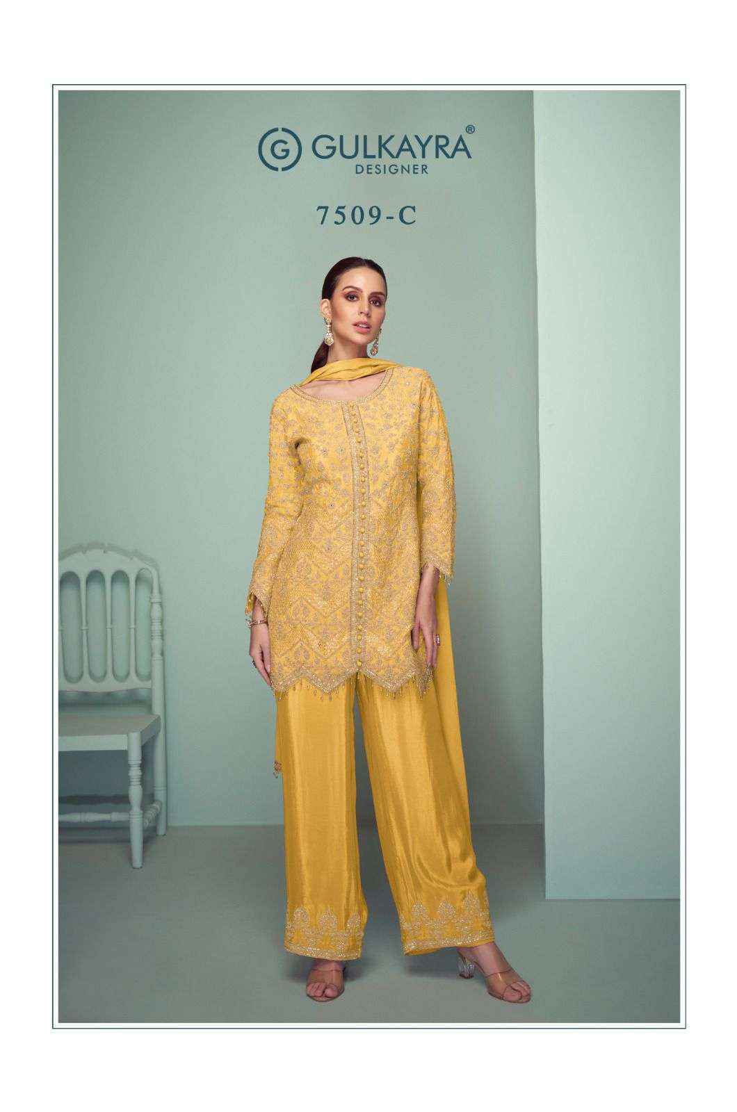Gulkayra Crown Platinum Readymade Chinon Dress ( 4 Pc Catalouge )