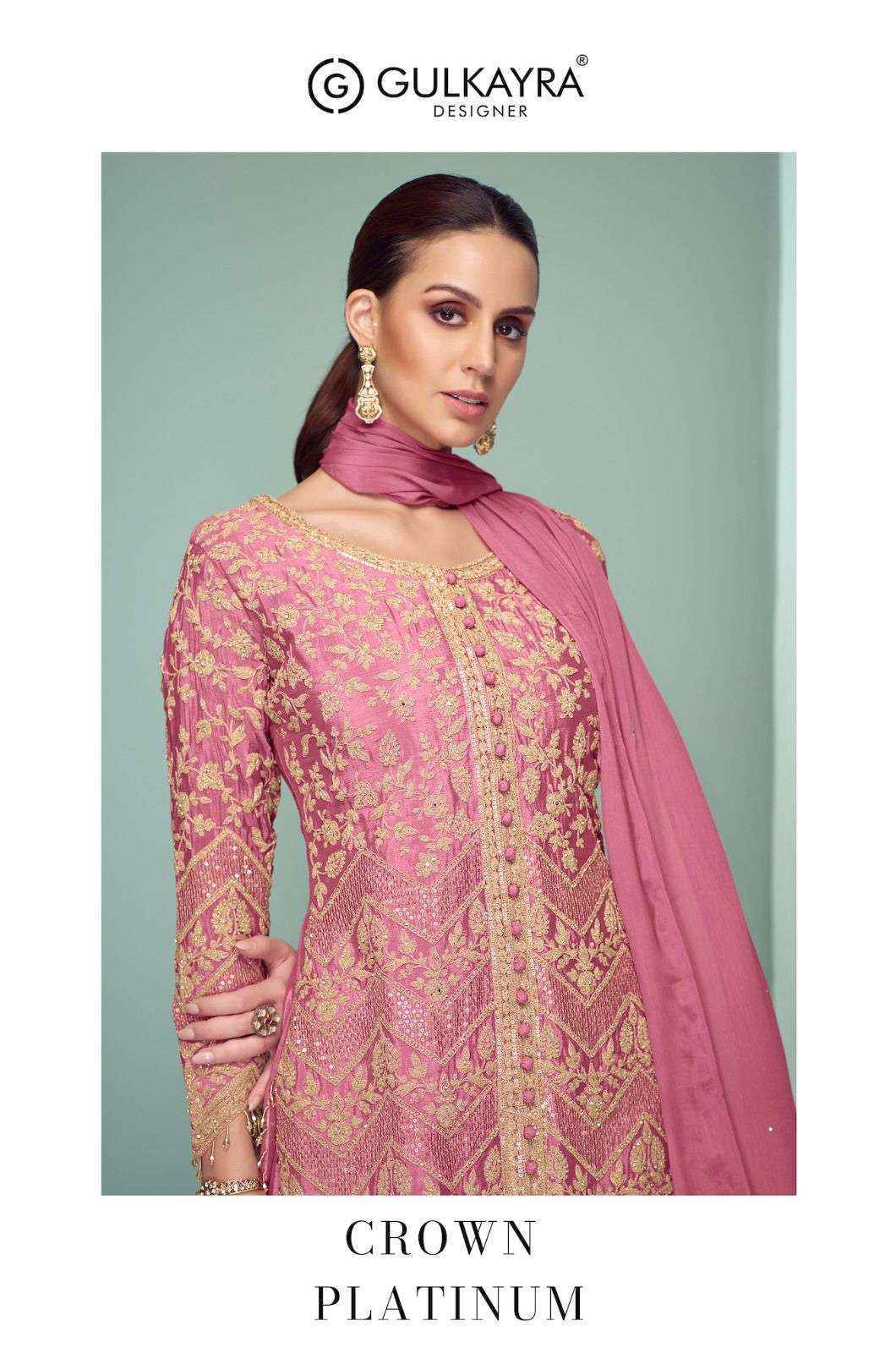 Gulkayra Crown Platinum Readymade Chinon Dress ( 4 Pc Catalouge )
