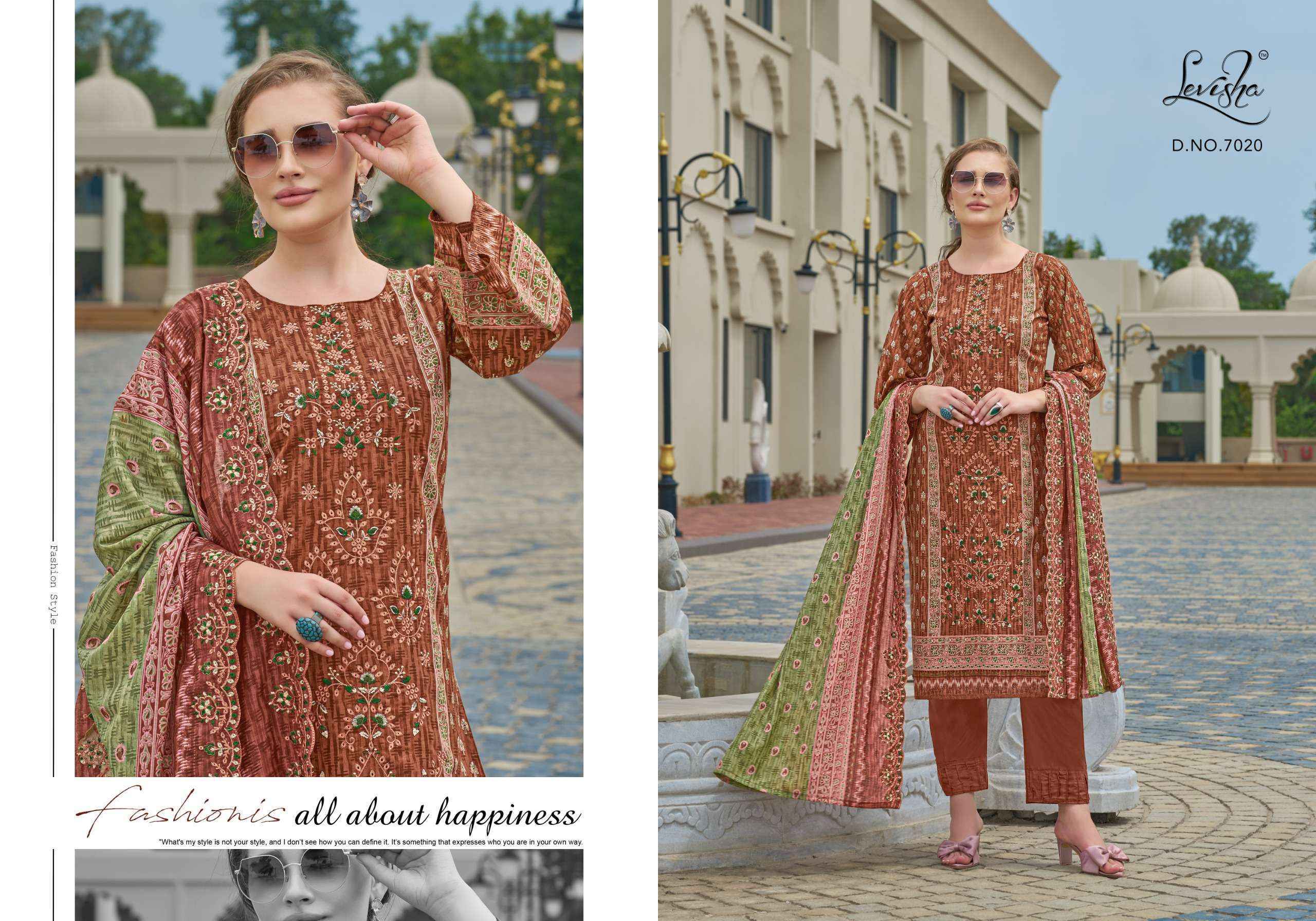 Levisha Madhubala Vol 7 Cambric Cotton Dress Materia Wholesale Price ( 8 Pcs Catalog )
