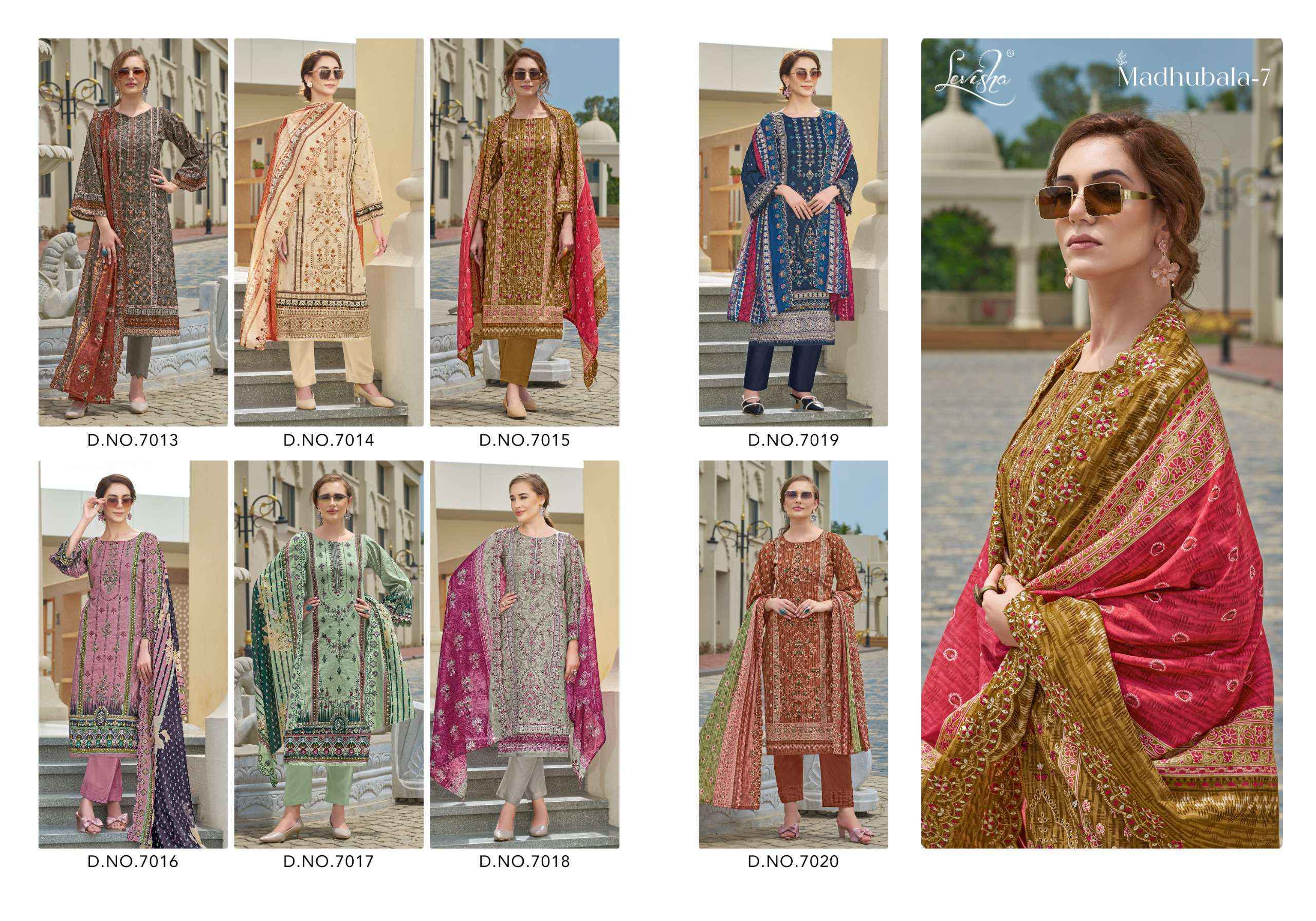 Levisha Madhubala Vol 7 Cambric Cotton Dress Materia Wholesale Price ( 8 Pcs Catalog )