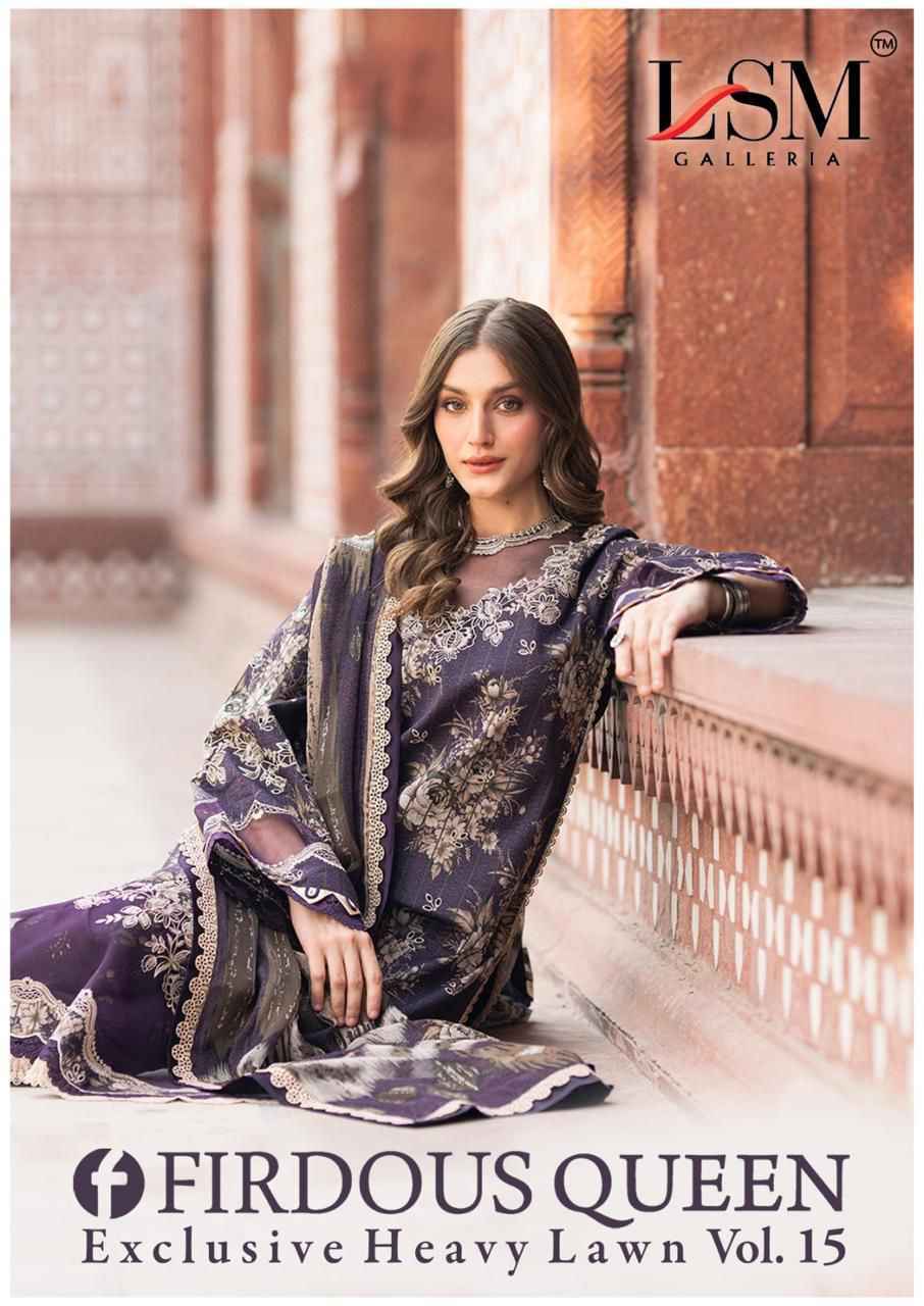 LSM Galleria Firdous Queen Lawn Vol 15 Lawn Cotton Dress Material Wholesale Price ( 6 Pcs Catalog )