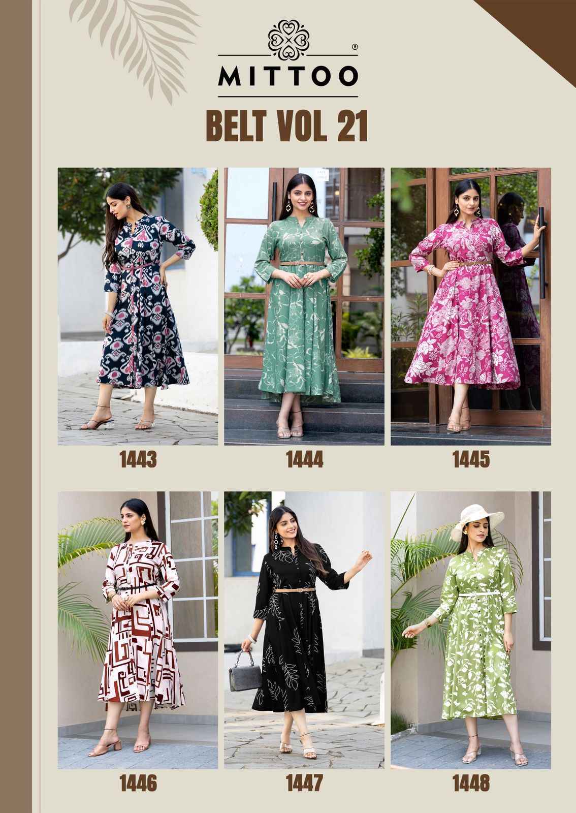 Mittoo Belt Vol 21 Rayon Kurti Surat Wholesale ( 6 pcs Catalogue )