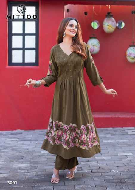 Mittoo Tanvika Rayon Kurti With Bottom Set Wholesale Price ( 5 Pcs Catalog )