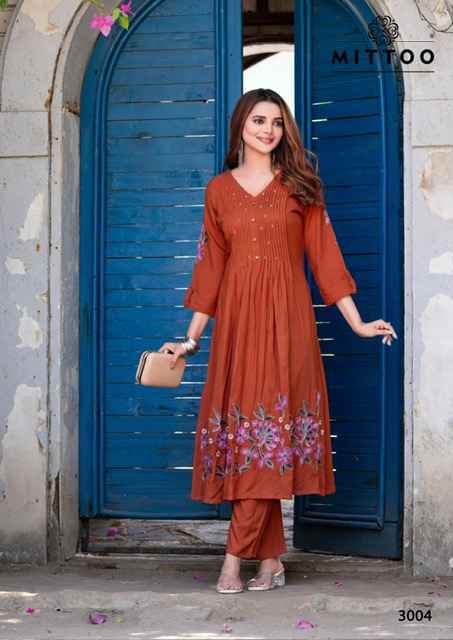 Mittoo Tanvika Rayon Kurti With Bottom Set Wholesale Price ( 5 Pcs Catalog )