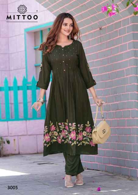 Mittoo Tanvika Rayon Kurti With Bottom Set Wholesale Price ( 5 Pcs Catalog )