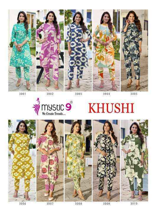 Mystic 9 Khushi Vol 3 Viscouse Kurti With Bottom Wholesale Price ( 10 Pcs Catalog )
