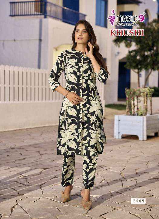 Mystic 9 Khushi Vol 3 Viscouse Kurti With Bottom Wholesale Price ( 10 Pcs Catalog )