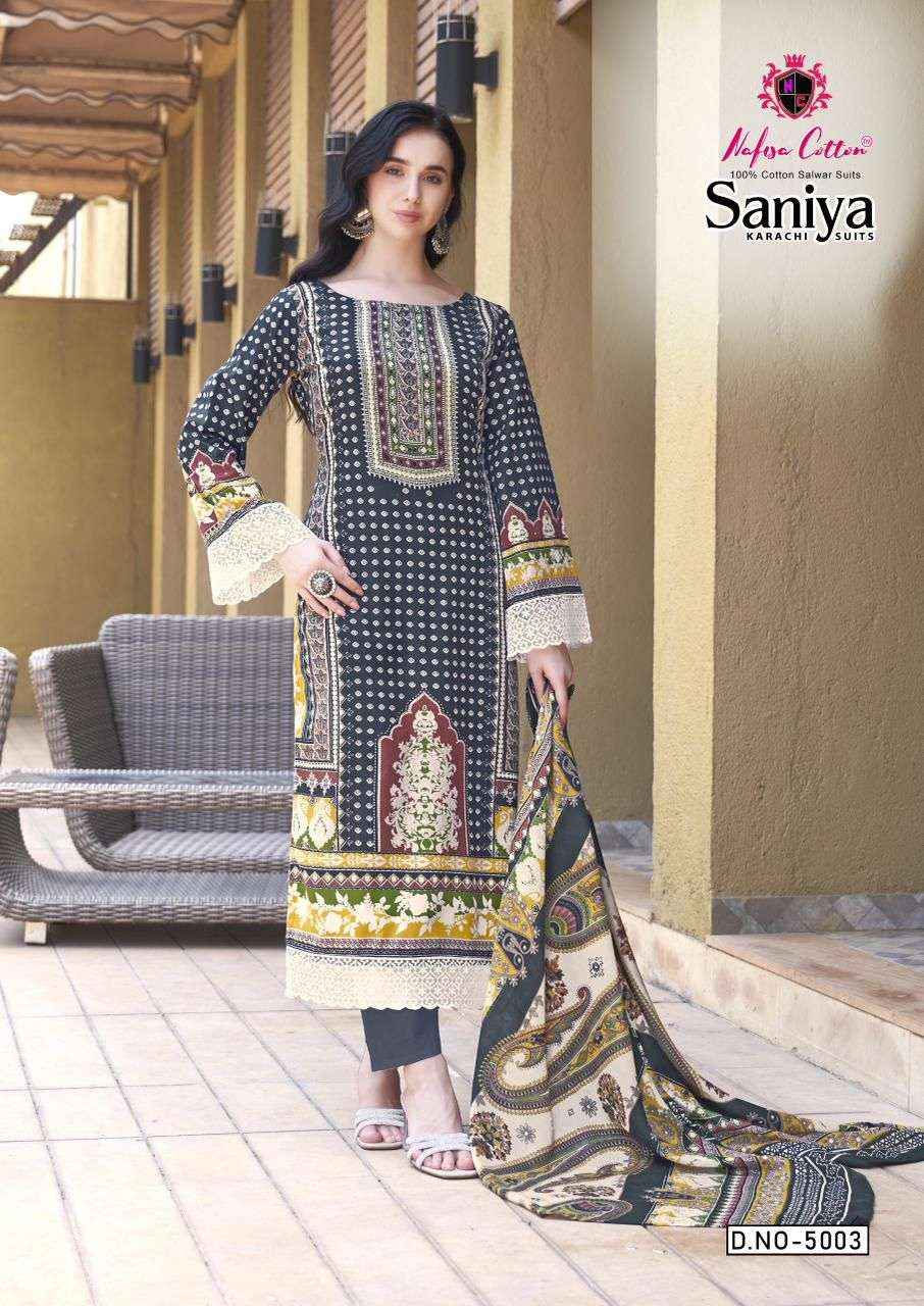 NAFISA COTTON SANIYA KARACHI SUITS VOL 5 COTTON DIGITAL KARACHI PRINTS DRESS MATERIAL WHOLESALE PRICE ( 6 PCS CATALOG )
