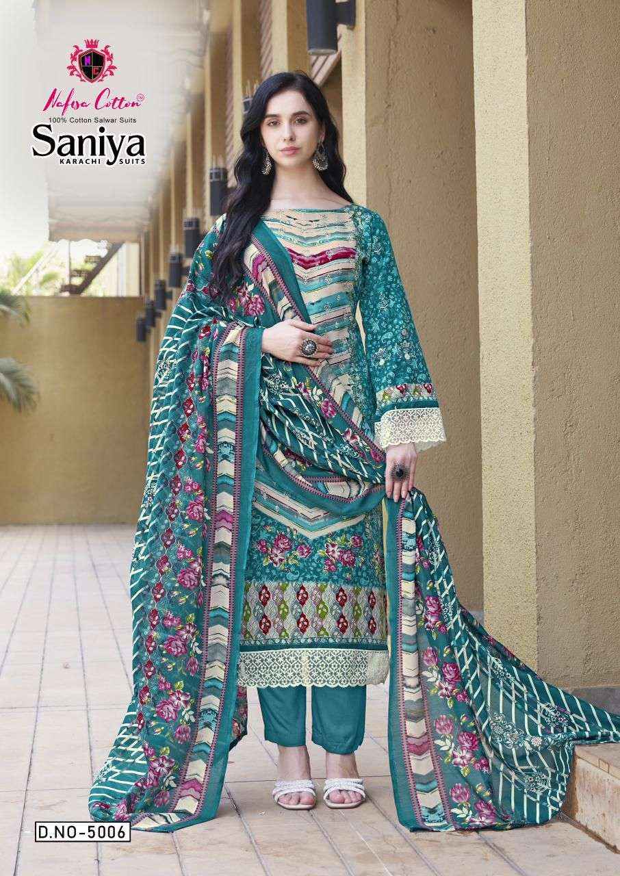 NAFISA COTTON SANIYA KARACHI SUITS VOL 5 COTTON DIGITAL KARACHI PRINTS DRESS MATERIAL WHOLESALE PRICE ( 6 PCS CATALOG )