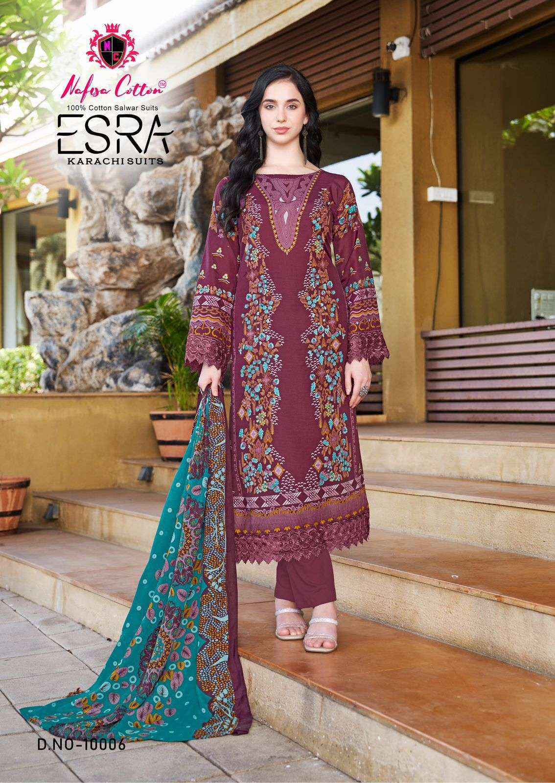Nafisa Esra Karachi Vol 10 Cotton Dress Material Wholesale Brand Surat( 6 Pc Catalog )