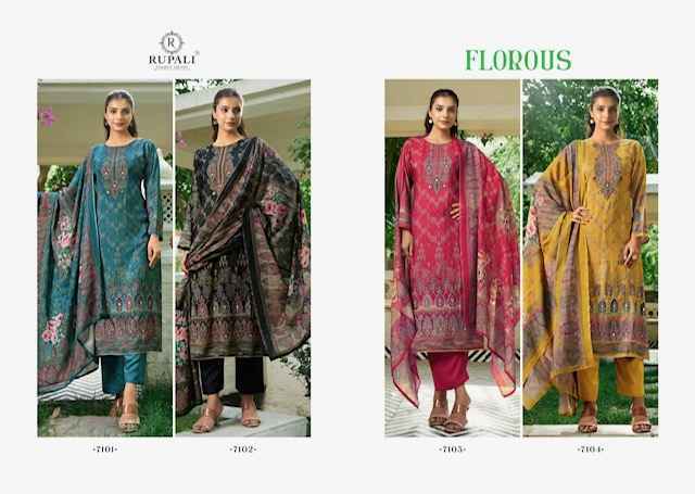 Rupali Fashion Florous Viscouse Musline Dress Material Wholesale Price ( 4 Pcs Catalog )