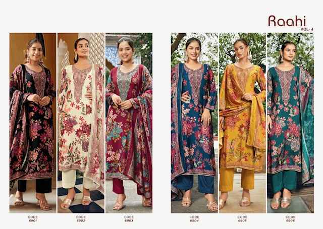 Rupali Fashion Raahi Vol 4 Musline Dress Material Wholesale Price ( 6 Pcs Catalog )