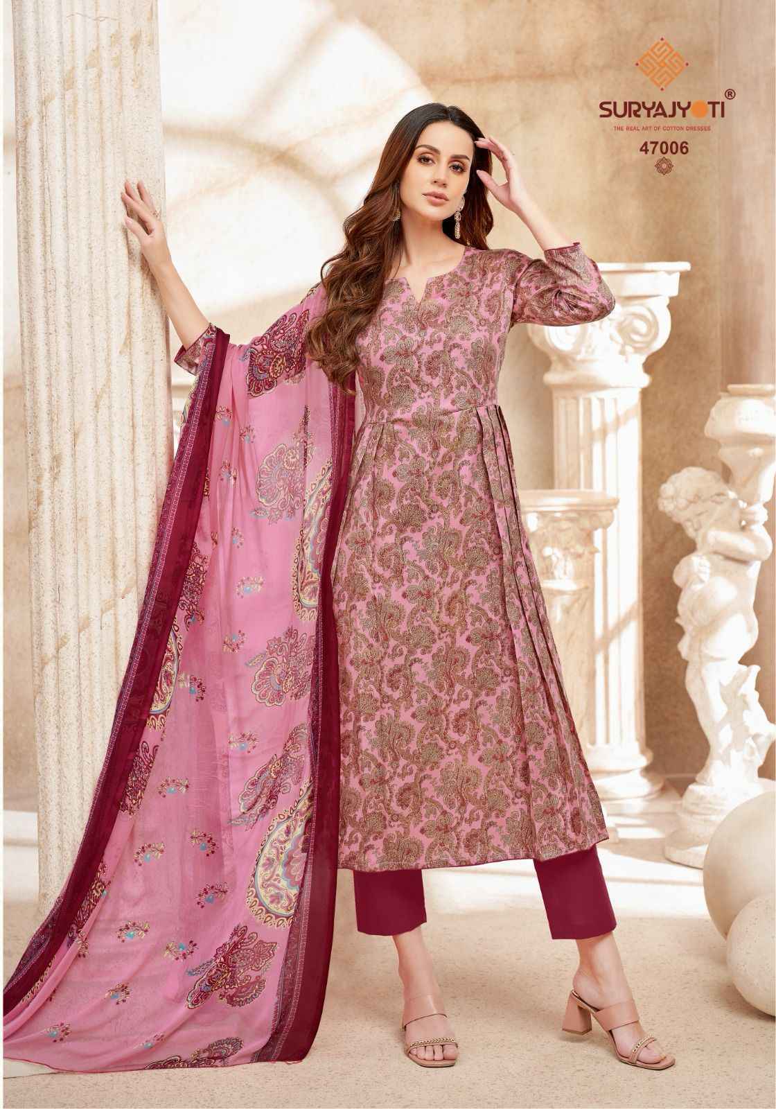 Suryajyoti Naishaa Vol 47 Jam Satin Dress Material Wholesale Price ( 10 pcs Catalogue