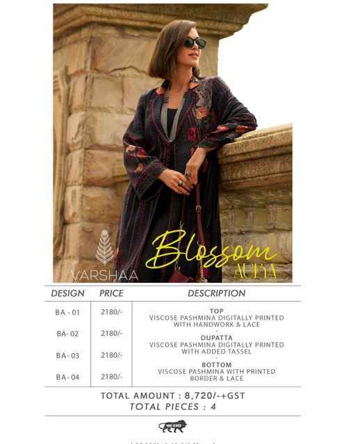 Varsha Blossom Aura Viscouse Pashmina Dress Material Wholesale Price ( 4 Pcs Catalog )