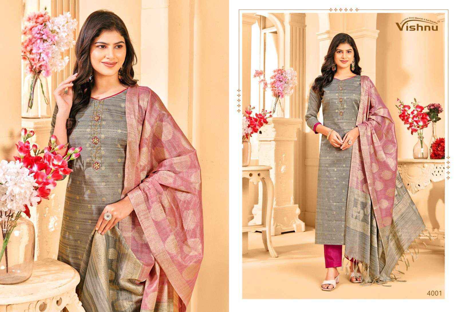 Vishnu Khanak Silk Dress Material Wholsale Price ( 10 Pcs Catalog )