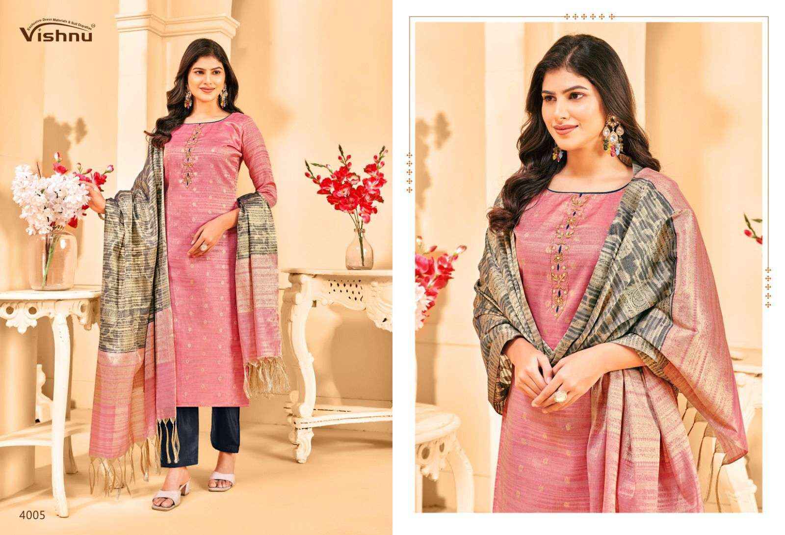 Vishnu Khanak Silk Dress Material Wholsale Price ( 10 Pcs Catalog )