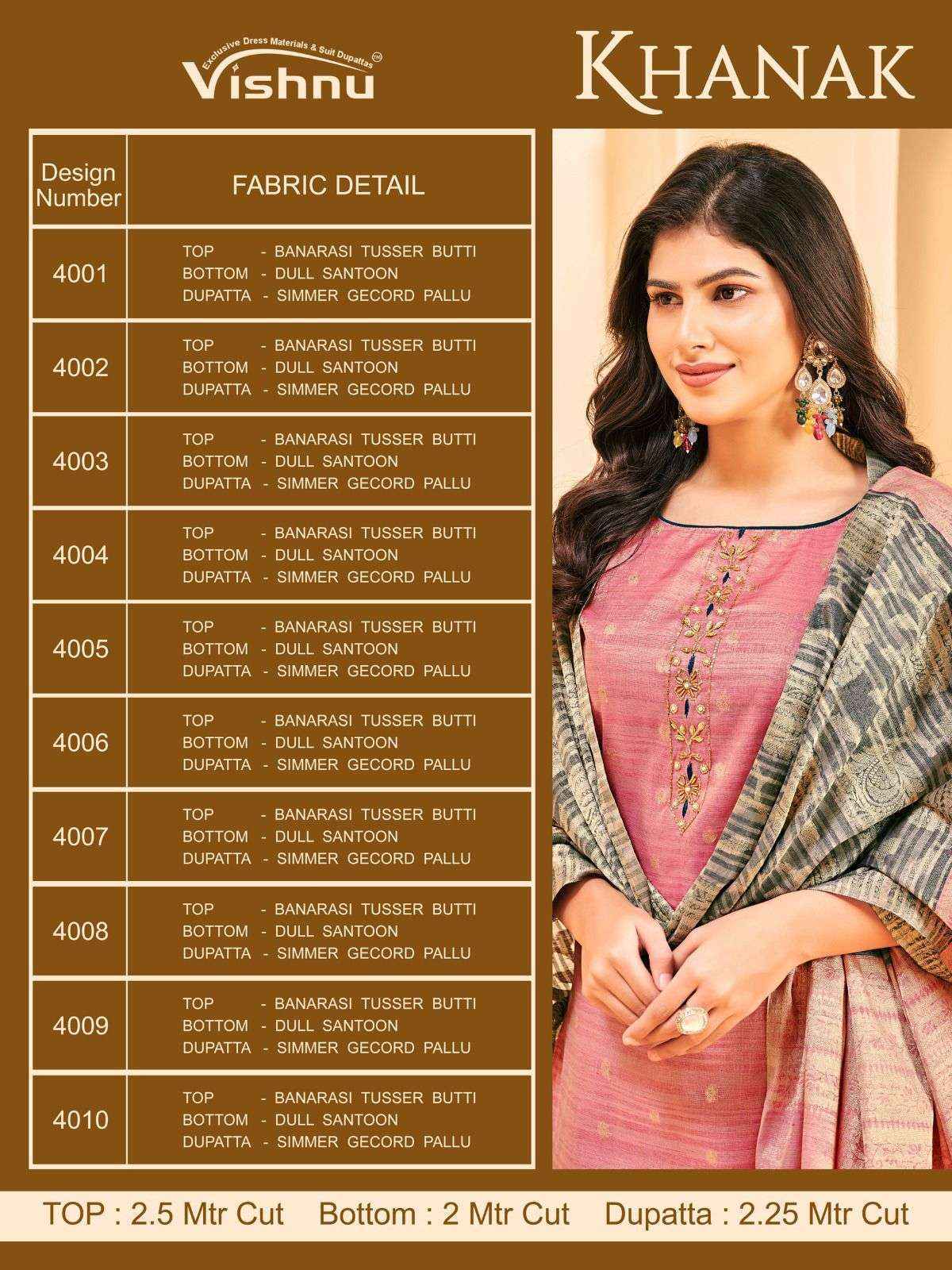Vishnu Khanak Silk Dress Material Wholsale Price ( 10 Pcs Catalog )