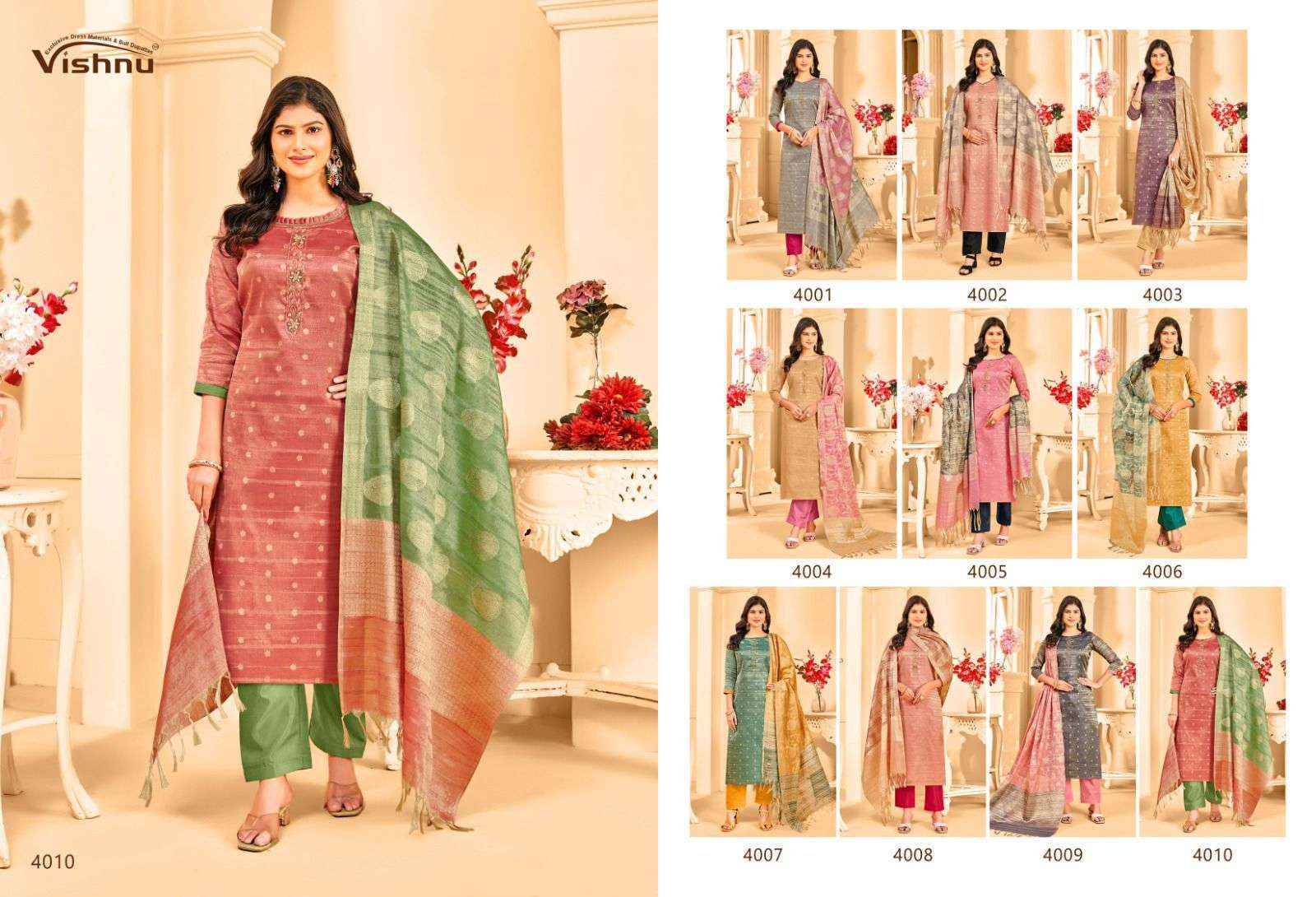 Vishnu Khanak Silk Dress Material Wholsale Price ( 10 Pcs Catalog )