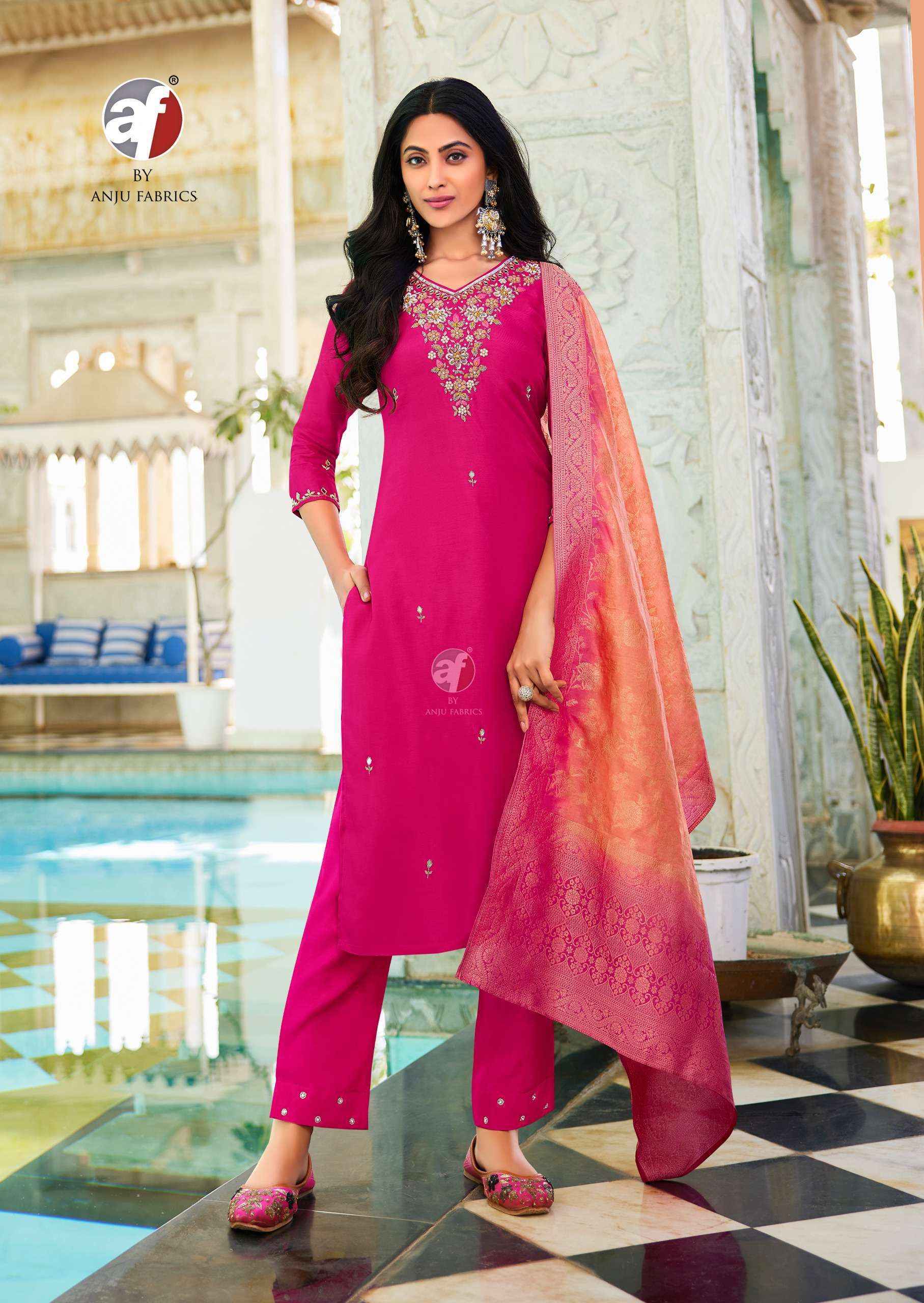 Anju Fabrics Jhalak Silk Jacquard Kurti Combo Wholesale Price ( 6 Pcs Catalog )