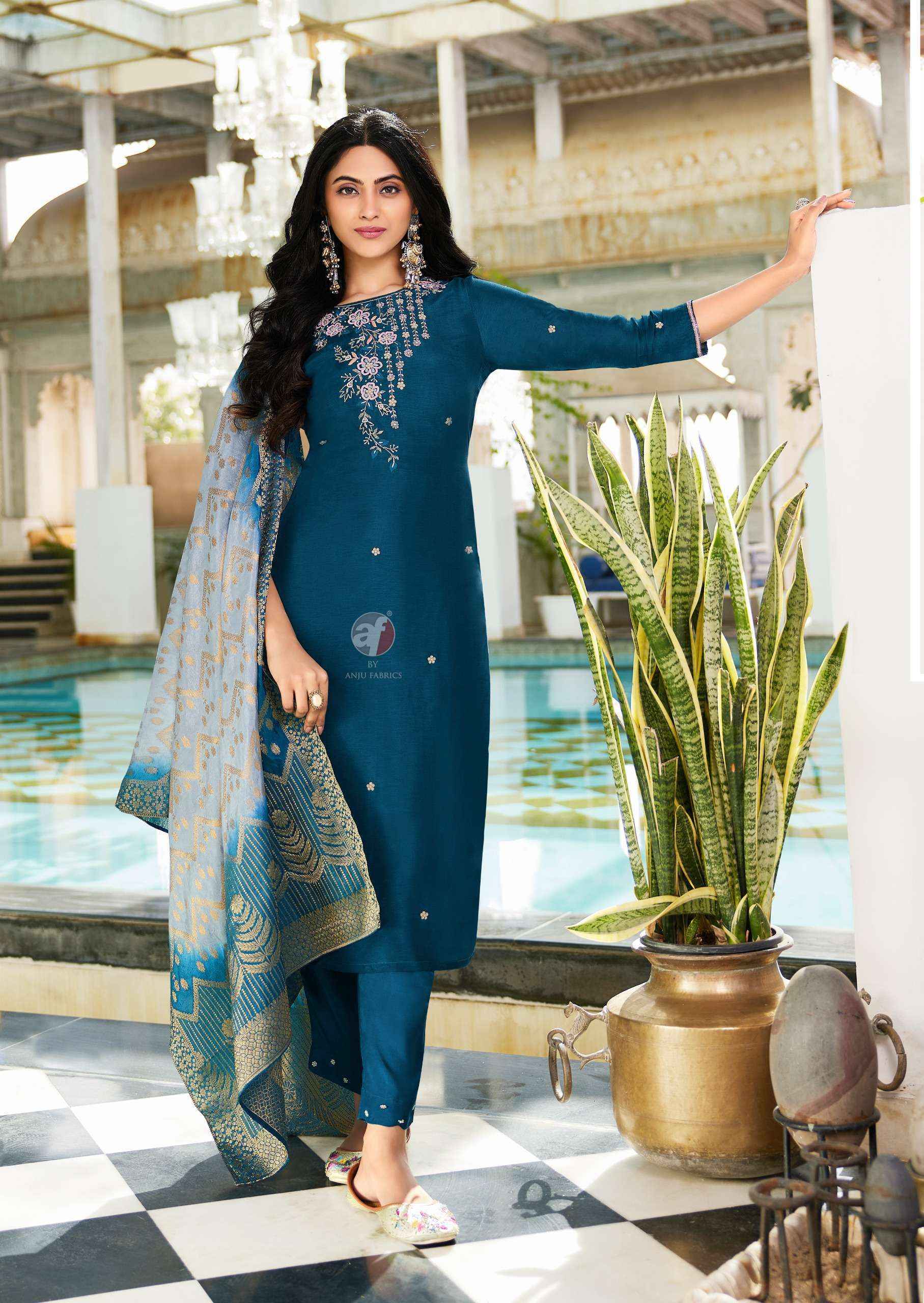 Anju Fabrics Jhalak Silk Jacquard Kurti Combo Wholesale Price ( 6 Pcs Catalog )