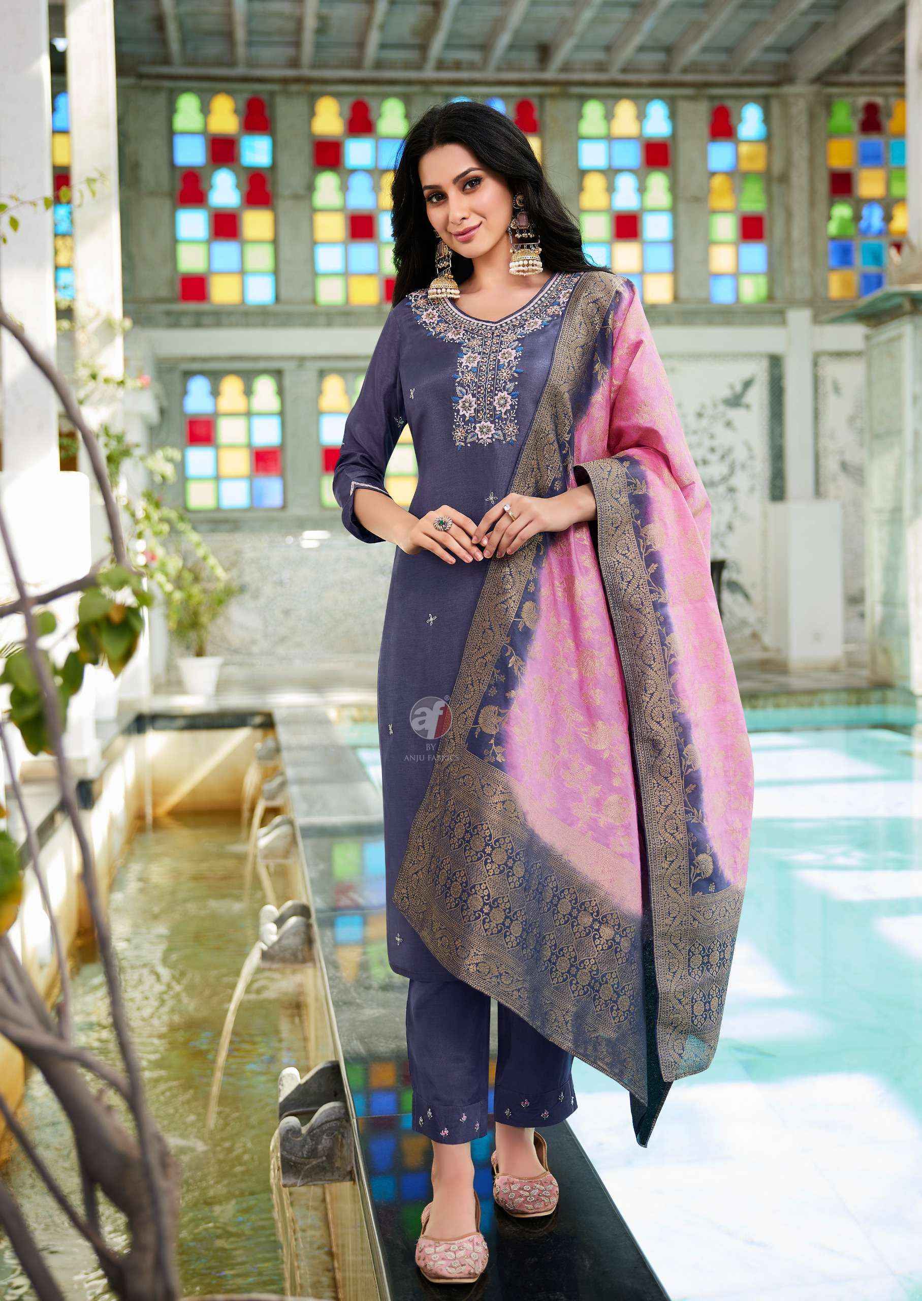 Anju Fabrics Jhalak Silk Jacquard Kurti Combo Wholesale Price ( 6 Pcs Catalog )