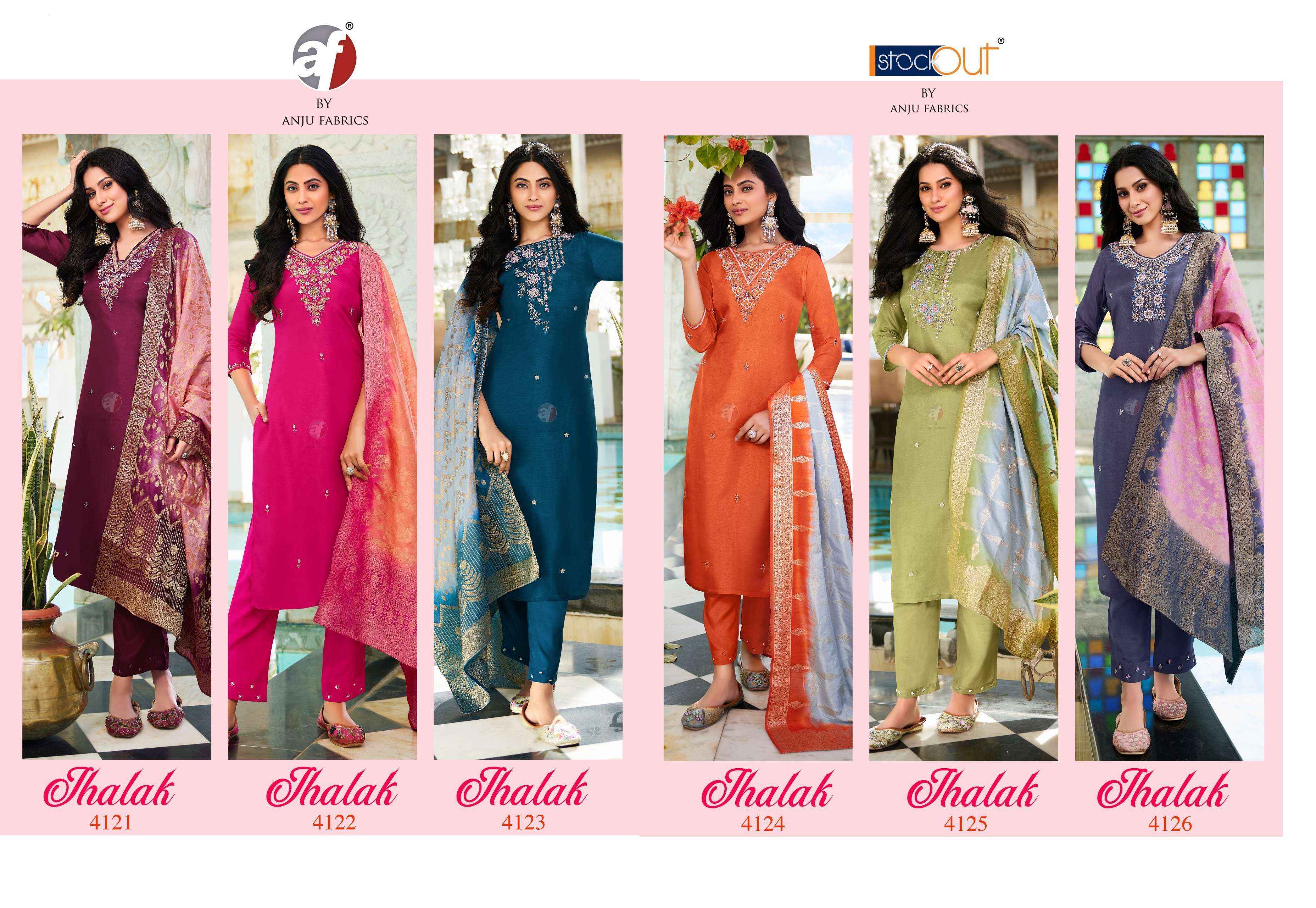 Anju Fabrics Jhalak Silk Jacquard Kurti Combo Wholesale Price ( 6 Pcs Catalog )