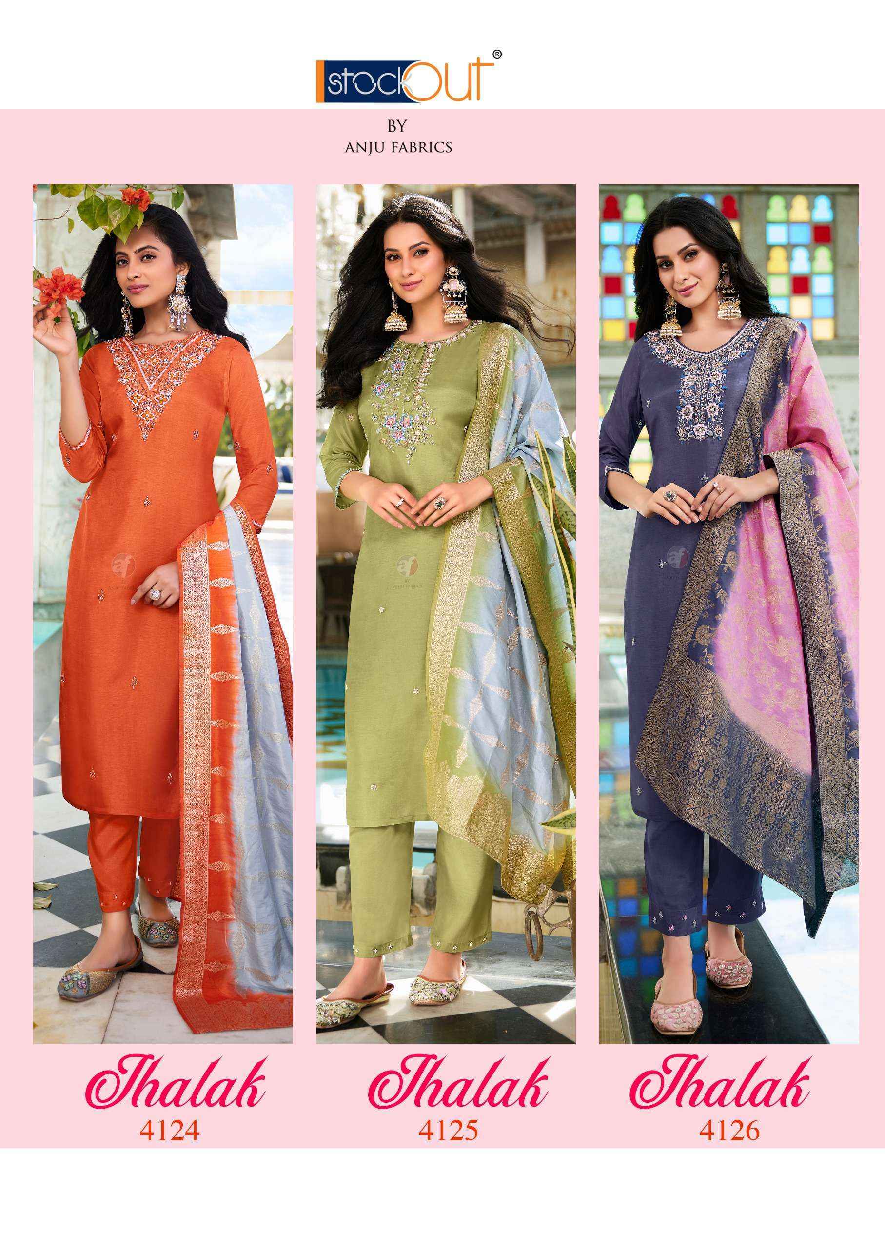 Anju Fabrics Jhalak Silk Jacquard Kurti Combo Wholesale Price ( 6 Pcs Catalog )