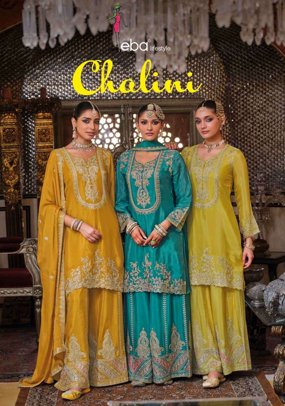 Eba Lifestyle Chalini Readymade Chinon Dress Wholesale Price ( 3 Pcs Catalog )