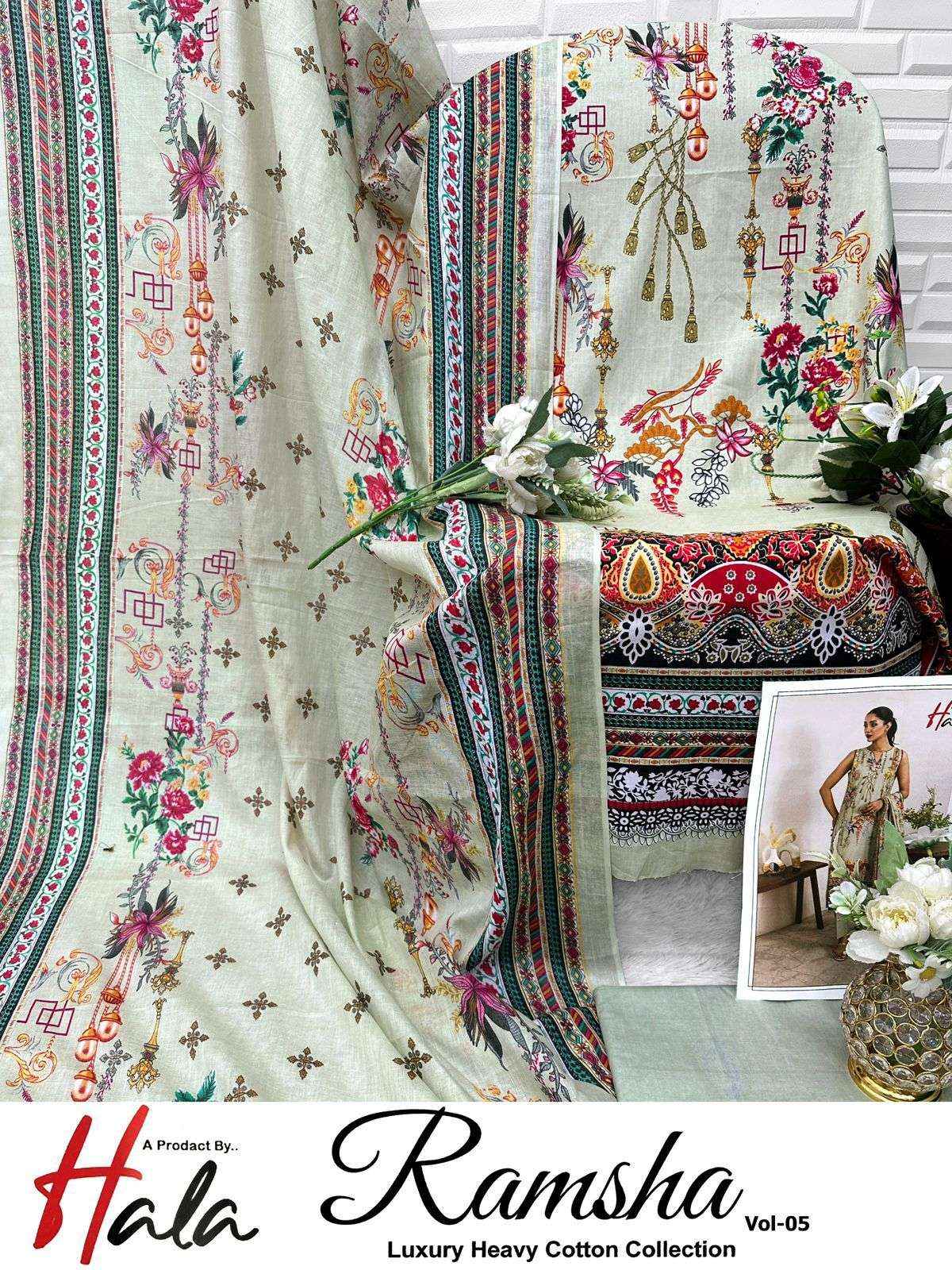 HALA RAMSHA VOL 5 COTTON DIGITAL PRINTS SALWAR SUIT WHOLESALE PRICE ( 6 PCS CATALOG )