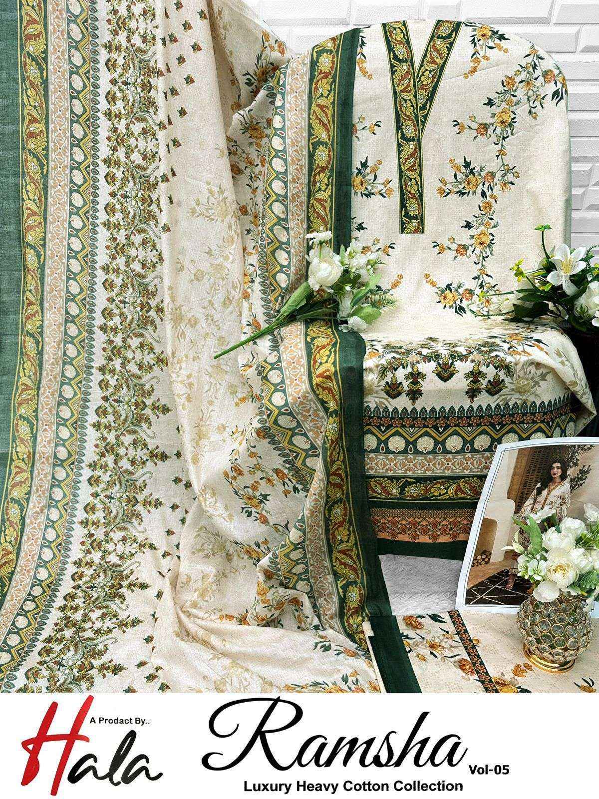 HALA RAMSHA VOL 5 COTTON DIGITAL PRINTS SALWAR SUIT WHOLESALE PRICE ( 6 PCS CATALOG )