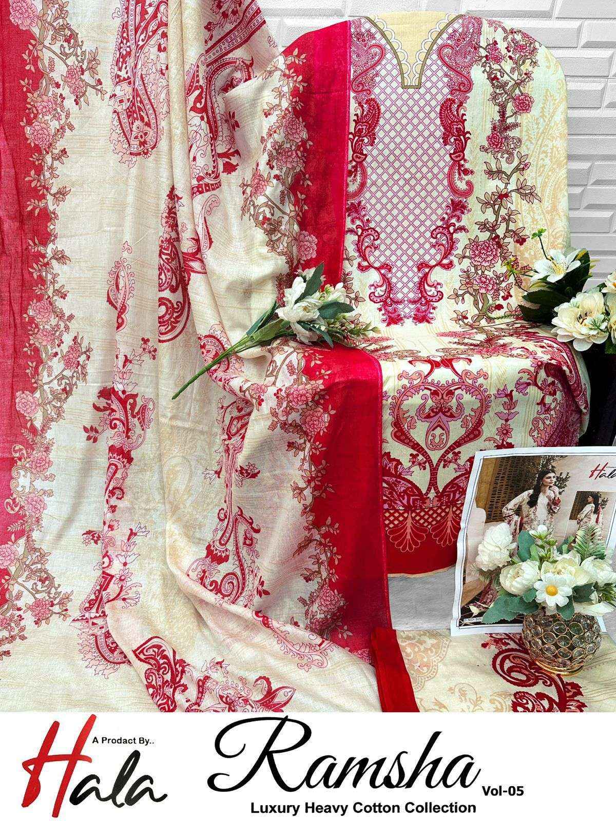 HALA RAMSHA VOL 5 COTTON DIGITAL PRINTS SALWAR SUIT WHOLESALE PRICE ( 6 PCS CATALOG )
