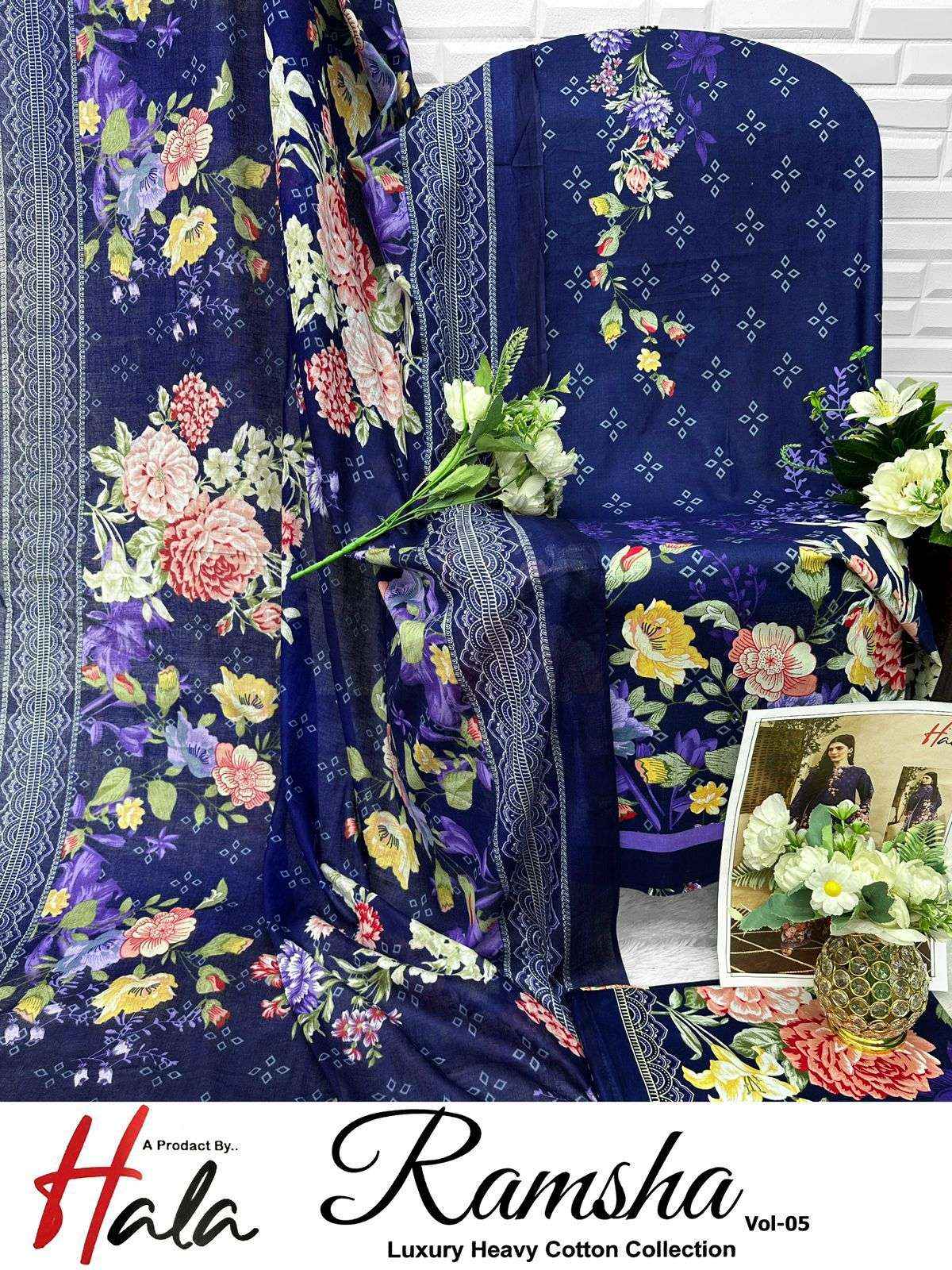 HALA RAMSHA VOL 5 COTTON DIGITAL PRINTS SALWAR SUIT WHOLESALE PRICE ( 6 PCS CATALOG )