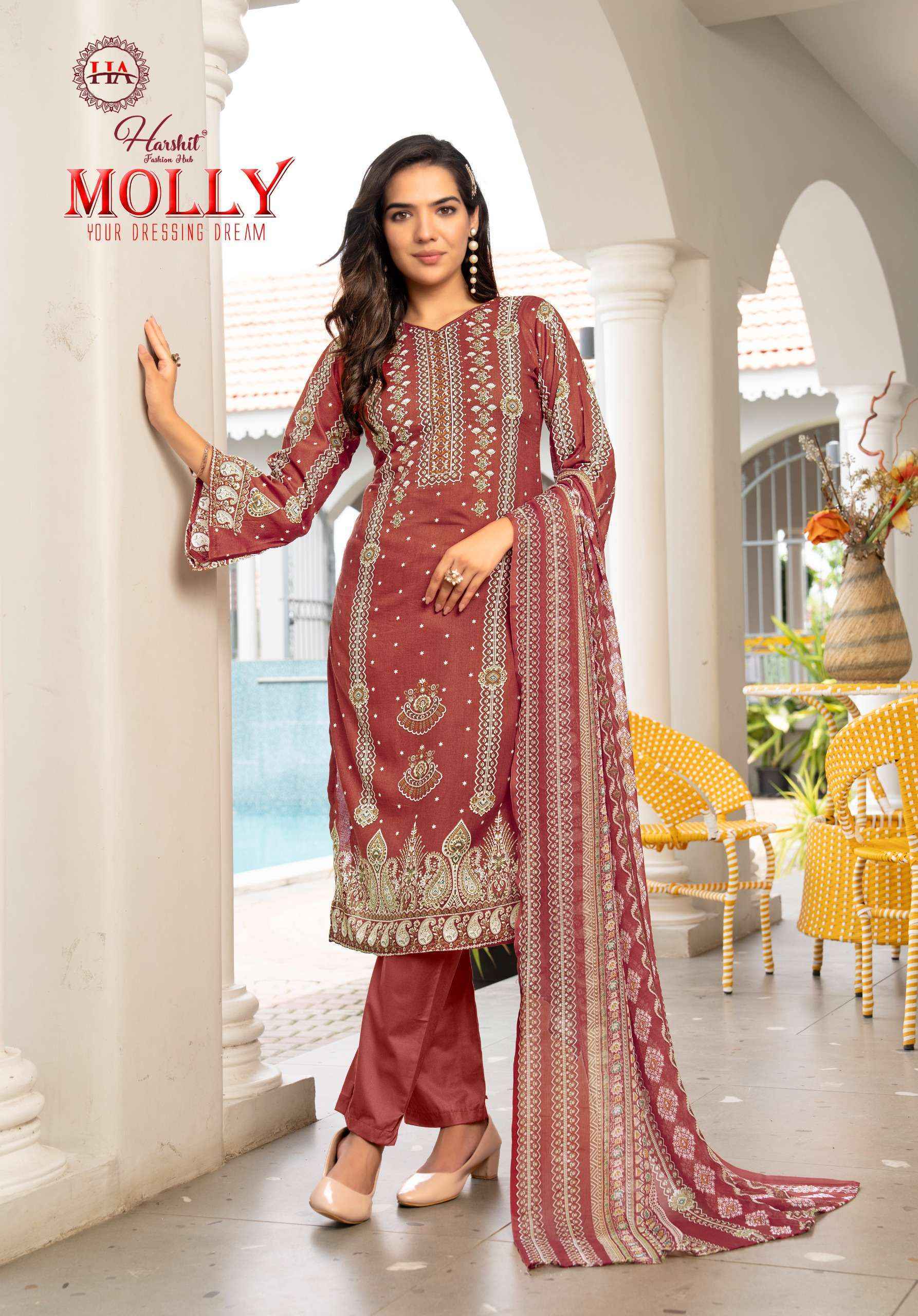 Harshit Fashion Molly Cambric Cotton Dress Material Wholesale Price ( 8 Pcs Catalog )
