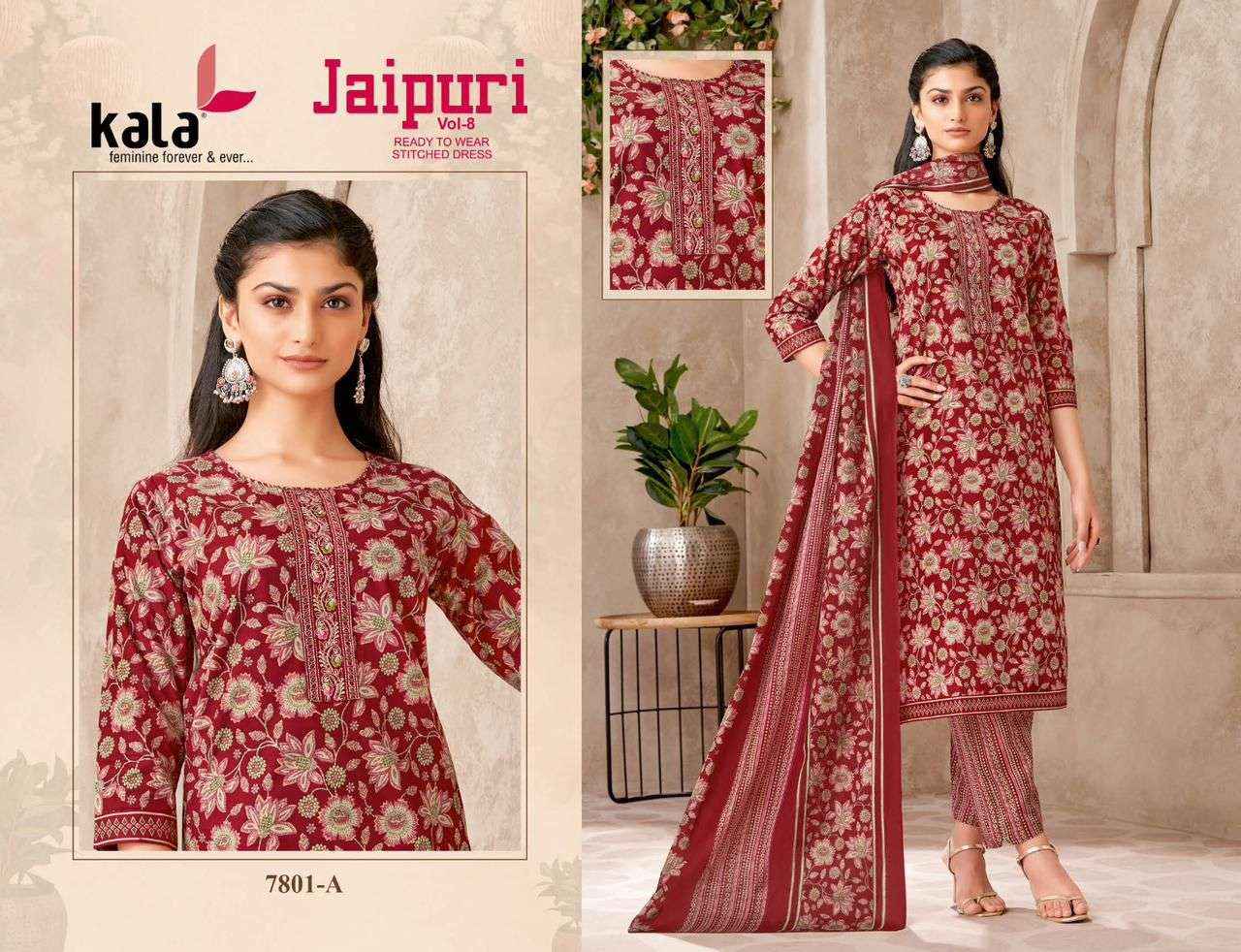KALA FASHION JAIPURI VOL 8 READY MADE COLLECTION WHOLESALE PRICE ( 12 PCS CATALOG )